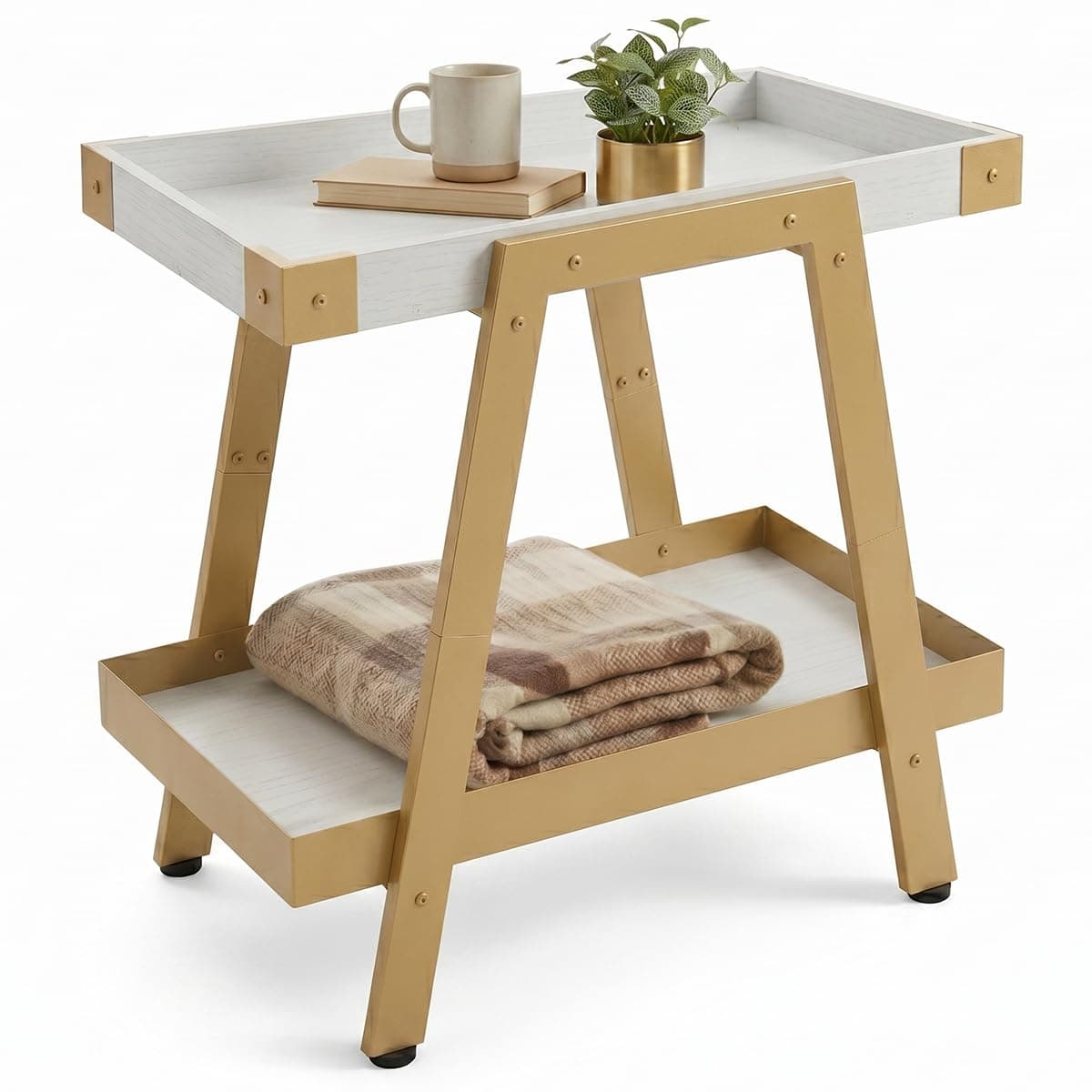 IPARTS EXPERT Farmhouse Side Table | Heavy Duty 150 LBS Idea for Living Room, Bedroom, Entryways, Home Offices Easy Assembly