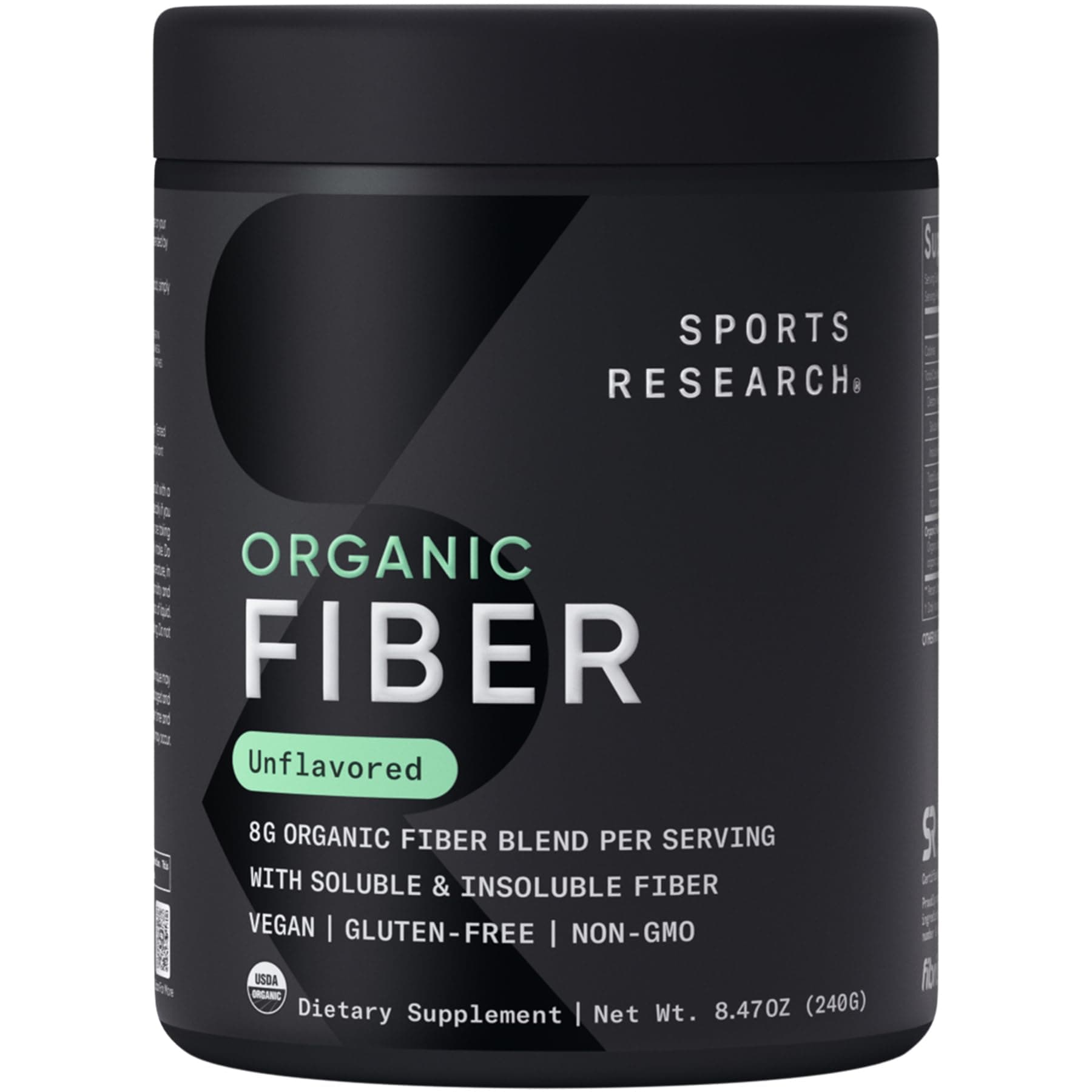 Sports Research® Organic Fiber Powder, 30 Servings | Psyllium Husk & Prebiotic Agave Inulin w/Soluble & Insoluble Fiber | Helps Maintain Regularity | Non-GMO, Vegan, Gluten-Free