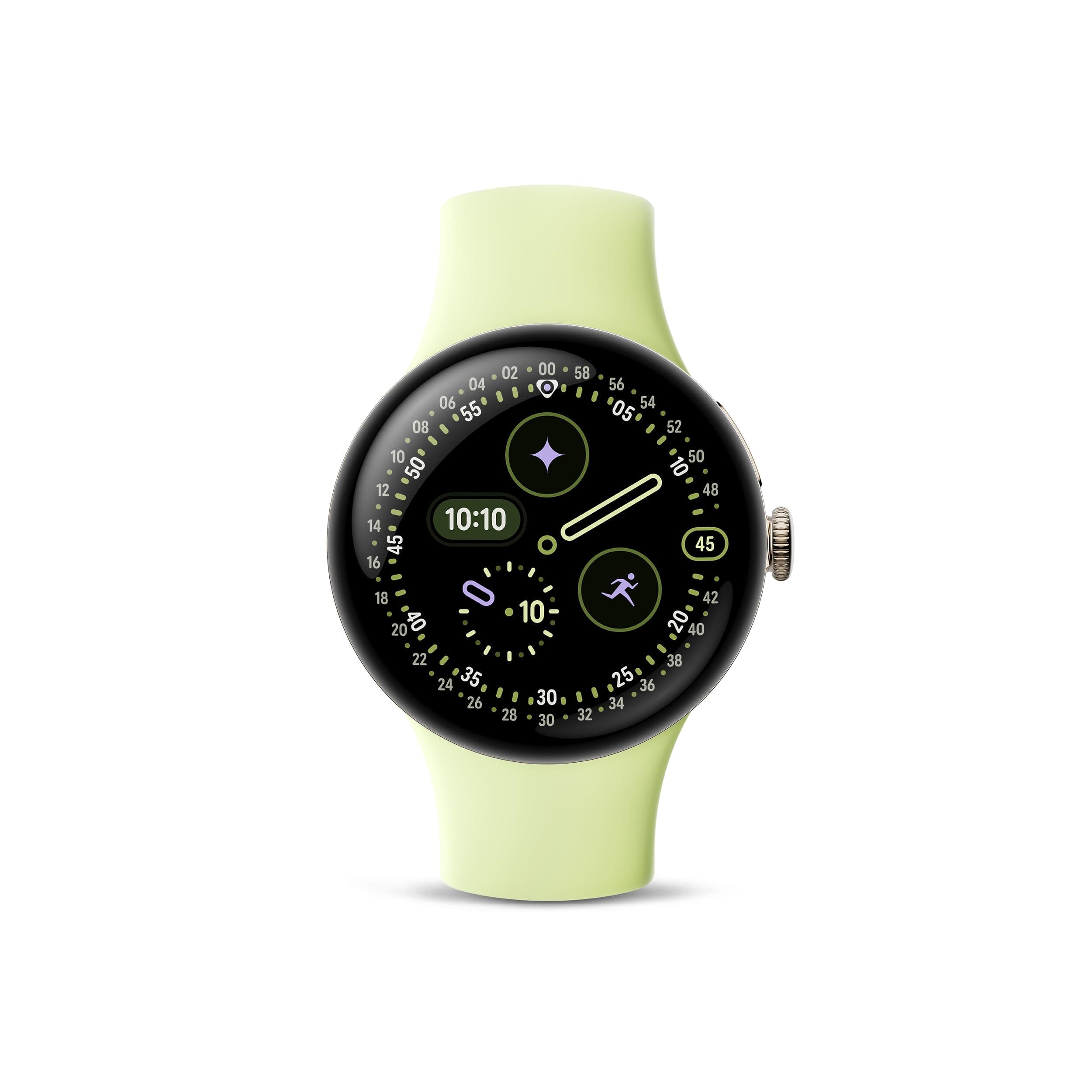 Google Pixel Watch 4 (41mm) - Android Smartwatch with HR and Sleep Tracking - 2 Years of Data Included - 30hr Battery - Fitness Tracking - Champagne Gold Aluminum Case - Lemongrass Active Band - LTE