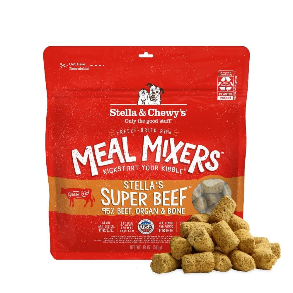 Stella & Chewy's Freeze-Dried Raw Beef Meal Mixers- Dog Food Topper and Mixer - Made with 95% Grass-Fed Beef, Organs & Bone - Perfect for Picky Eaters - Grain-Free - 8 oz