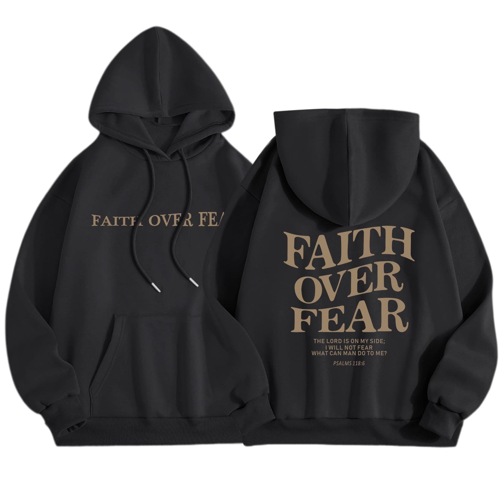 Sulayesh Faith Over Fear Hoodie for Women Christian Jesus Inspirational Sweatshirts Religious Oversized Graphic Pullover Tops