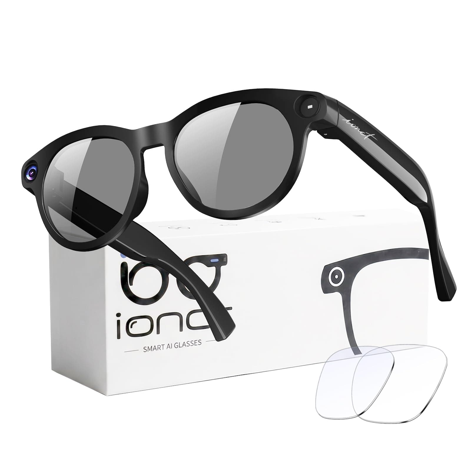iONCT AI Smart Glasses with Camera, 4K HD Video Recording Sunglasses | Photo Capture,Real-Time Translation,Object Recognition,Open-Ear Music, Bluetooth Calls, AI Assistant