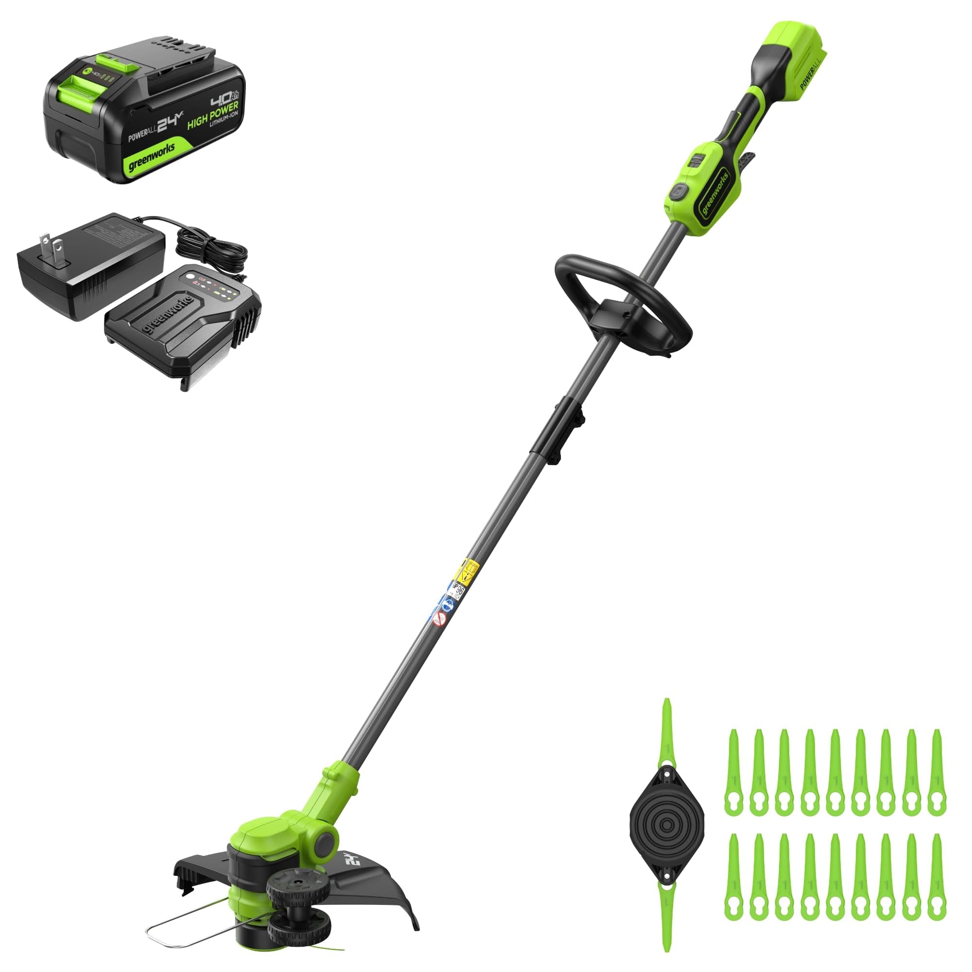 Greenworks 24V 13 in String Trimmer, 20 Blades, 4.0 Ah Battery