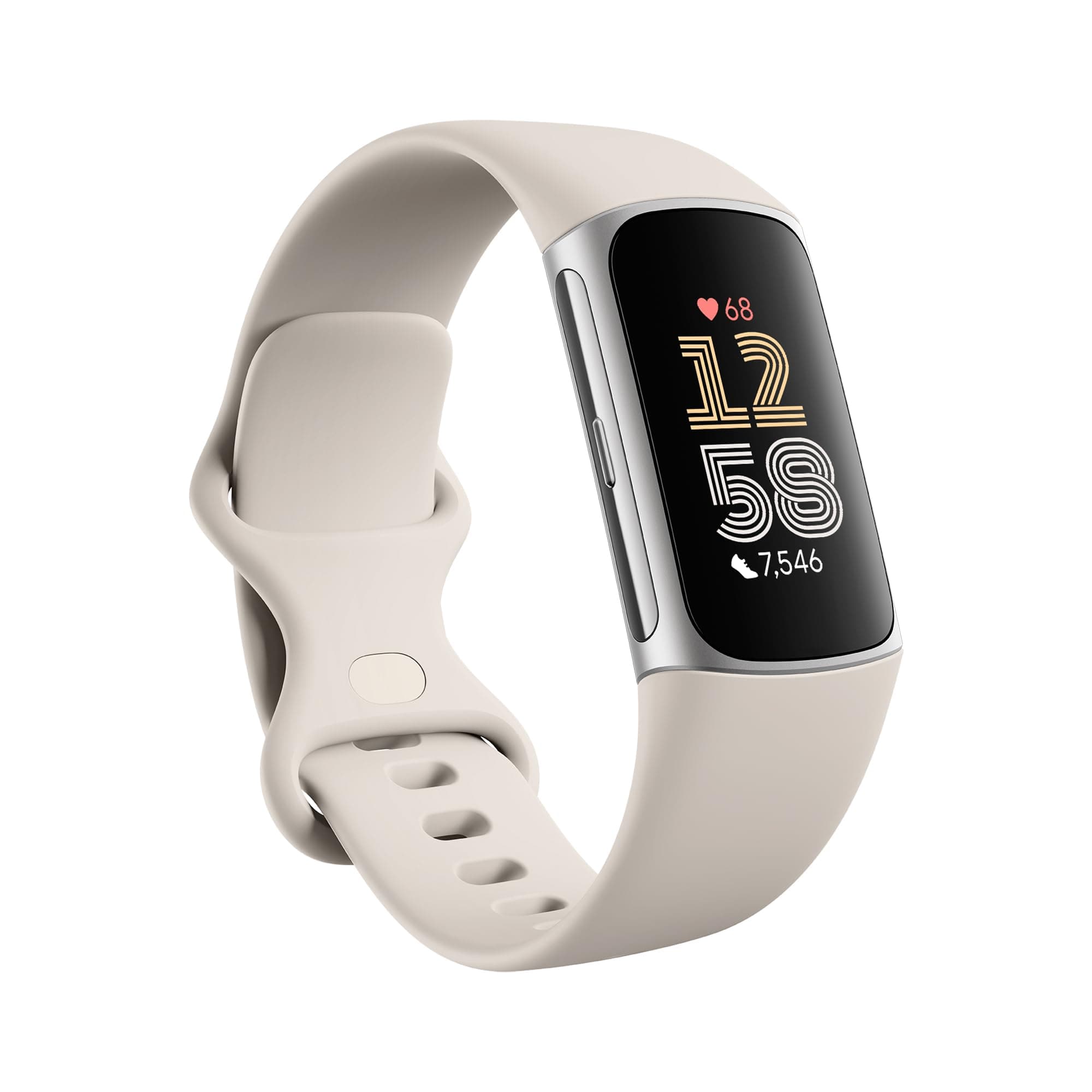 Google Fitbit Charge 6 - Fitness Tracker - Porcelain/Silver | Google apps, heart rate on exercise equipment, 3-month Google Health Premium membership included, small and large bands