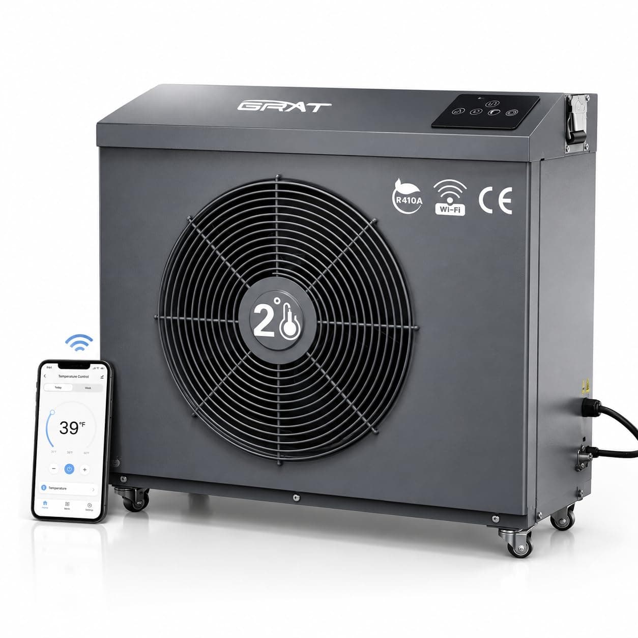 GRAT 1.5HP Chiller for Cold Plunge Tub, Cools to 36°F | WiFi app no ice needed. Fits 88gal tub For athletes, home gym indoor/outdoor Cold therapy recovery