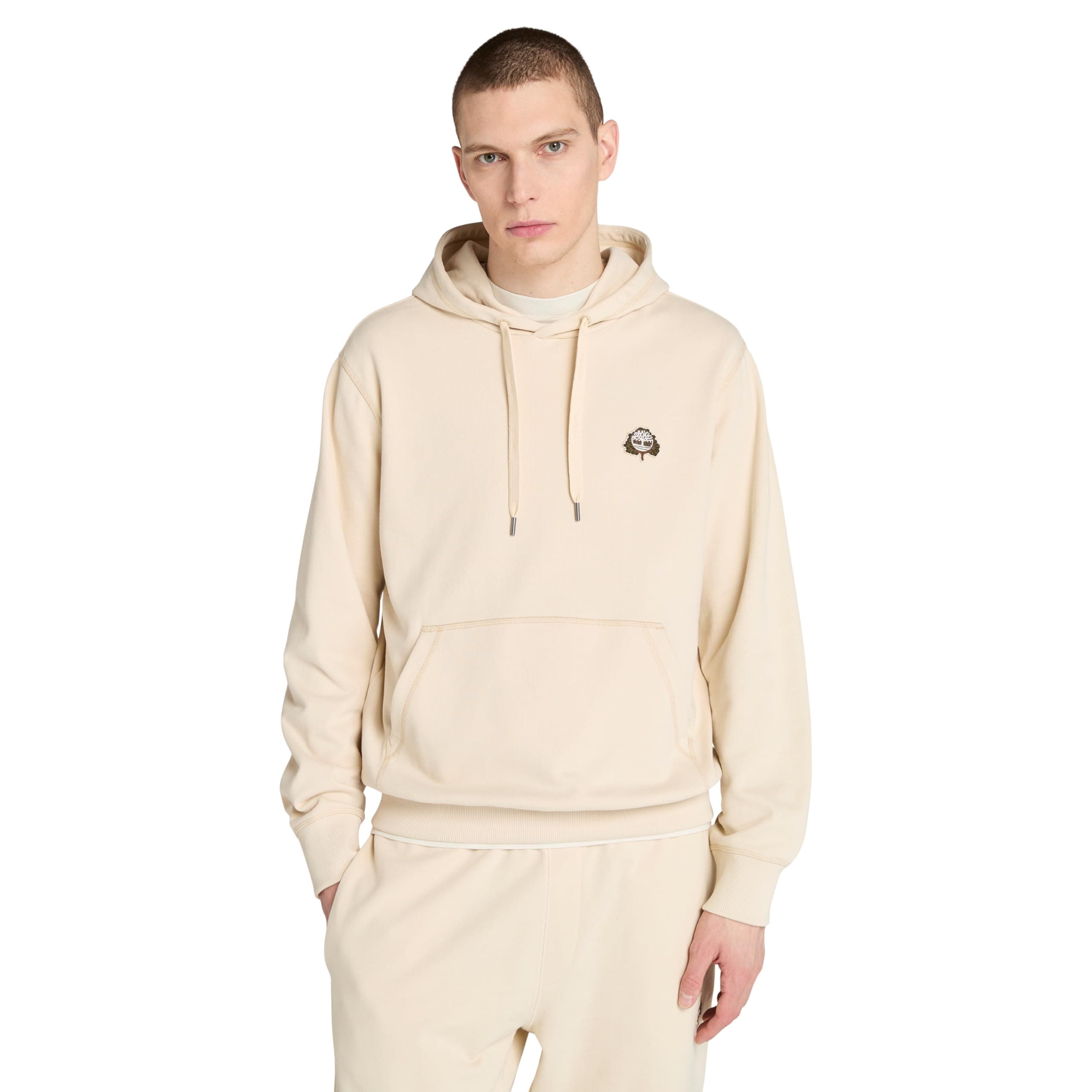 Timberland Men's Wareham Tree Logo Patch Hoodie | Knit Pullover Sweatshirt With Kangaroo Pocket And Ribbed Cuffs For Casual Everyday Wear