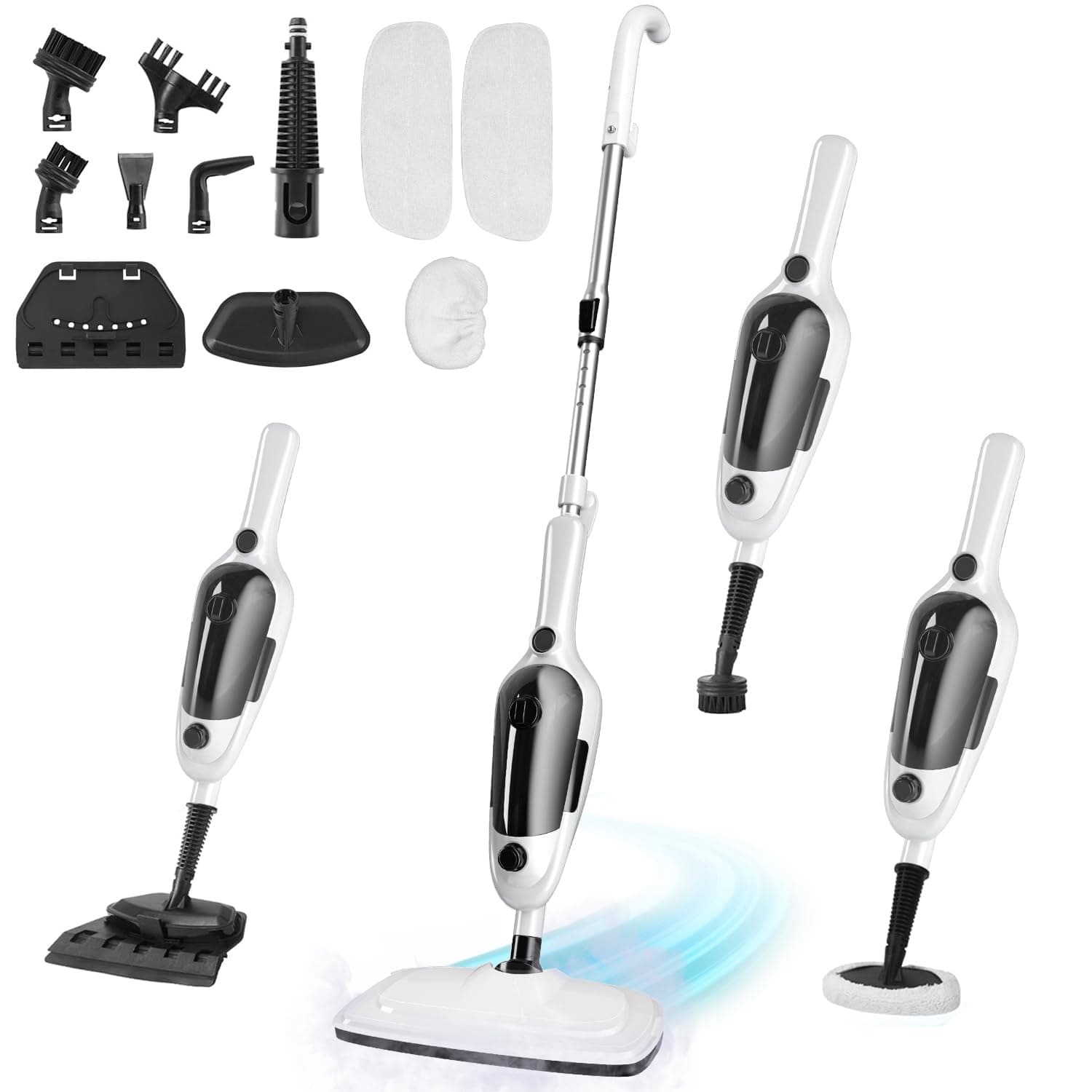 11-in-1 Steam Mop, MultiPurpose Steam Cleaner for Home with 15.2 OZ Tank | Detachable Steamer with 23FT Power Cord & 11 Accessories for Hardwood, Tile, Furniture, Floor Cleaning and Household Tasks