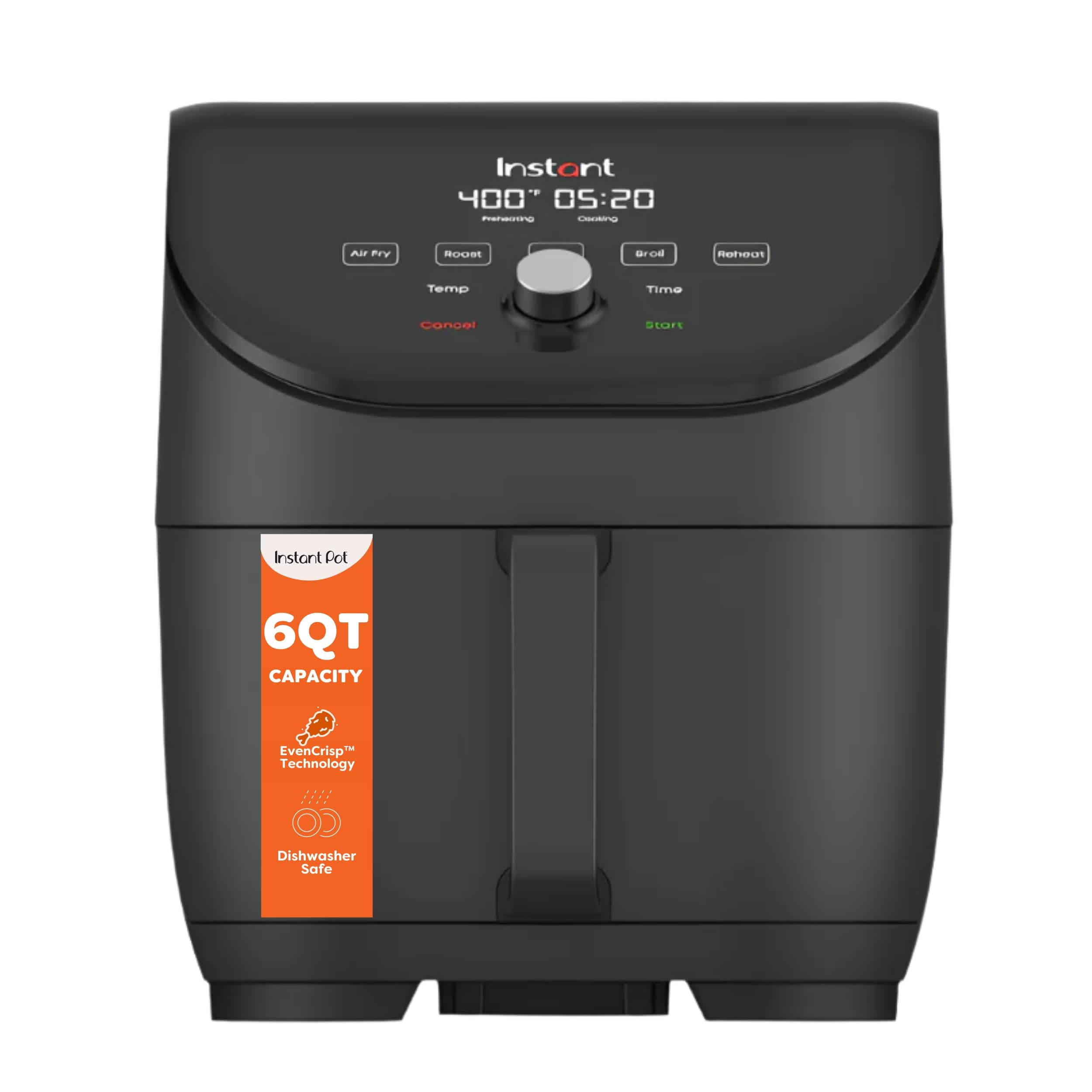 Instant Pot Vortex Slim 6QT Air Fryer that Crisps, Roasts, Reheats, Bakes, Broils & is Quiet, Space Saving, Nonstick, Dishwasher-Safe, 100+ In-App Recipes, from the Makers of Instant Pot, Black