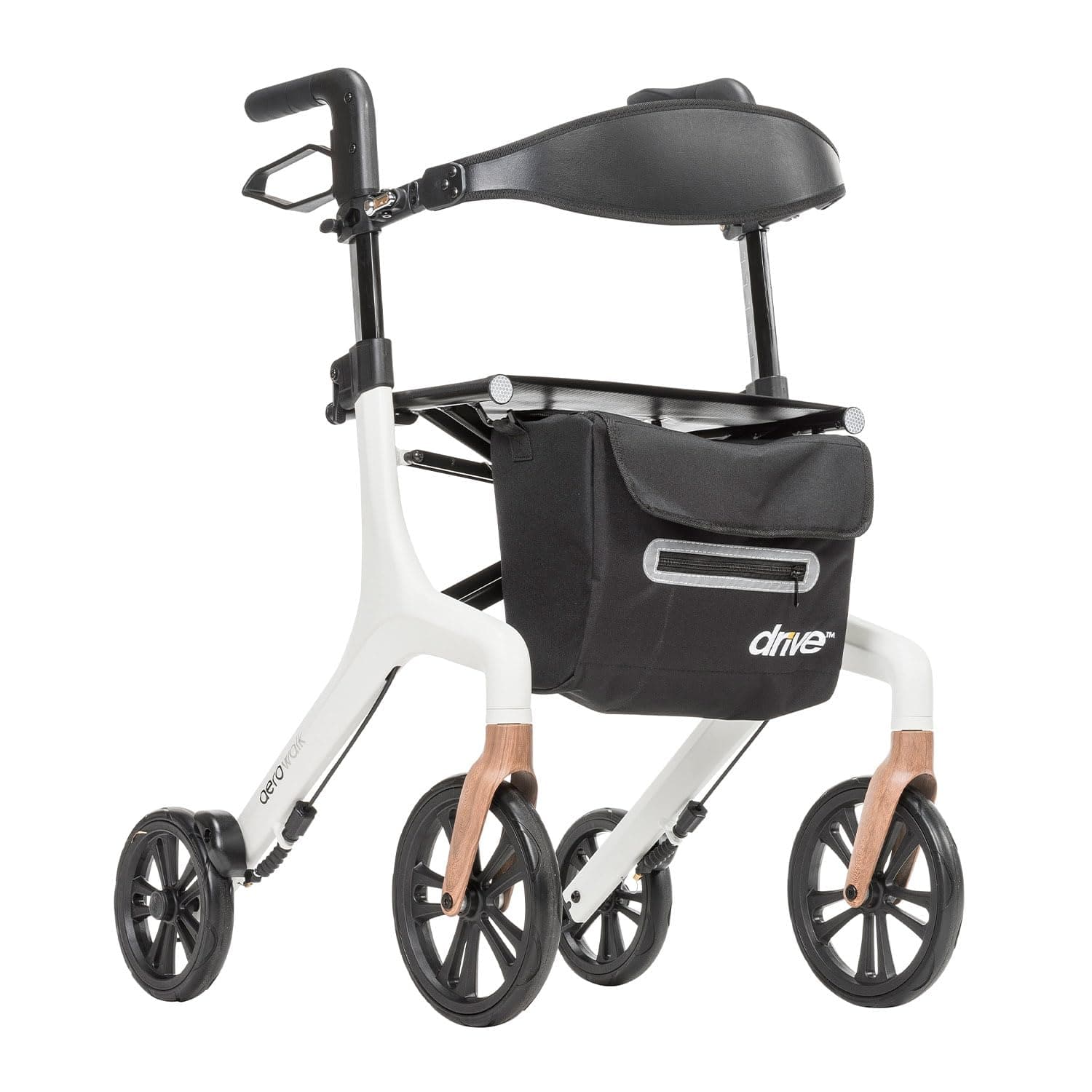 Drive Medical AeroWalk Ultra-Lite Rollator, 15.2 lb, 23" Seat Height, White | Lightweight AeroWalk Rollator Folds for Easy Storage and Includes Comfortable Seat for Rest Stops on the Go, 23" Seat Height