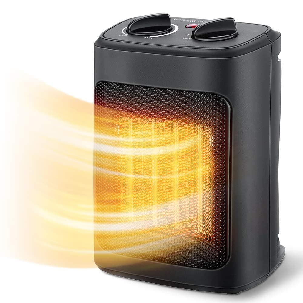 Space Heater, 1500W Electric Heaters Indoor Portable with Thermostat | PTC Fast Heating Ceramic Room Small Heater with Heating and Fan Modes for Bedroom, Office and Indoor Use