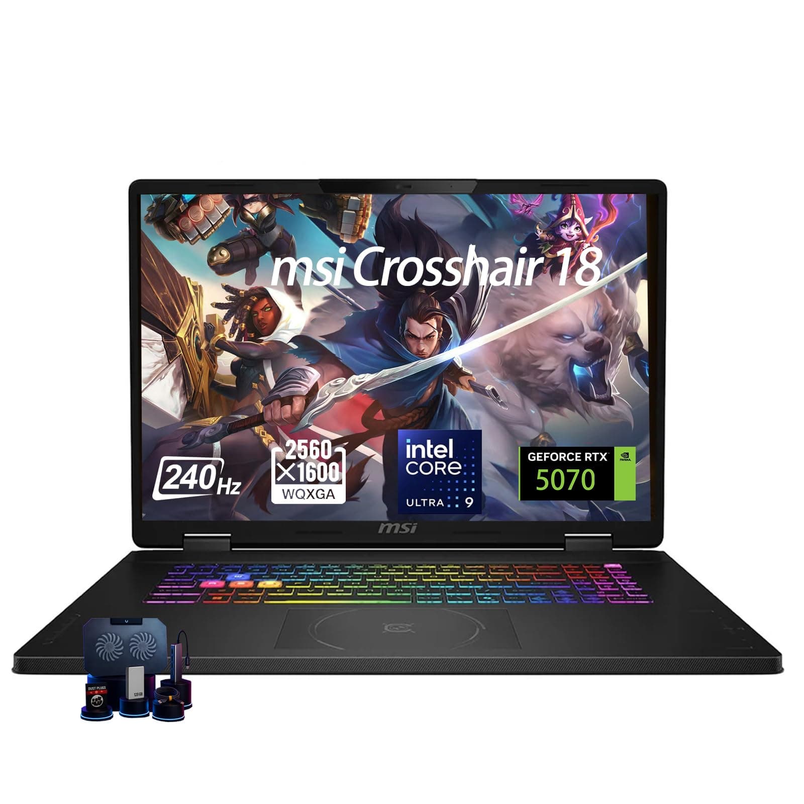 msi Crosshair 18 HX AI Gaming Laptop, RTX 5070, Intel 24-Core Ultra 9 275HX | 18" QHD+ 240Hz Display, 64GB DDR5-5600 MHz, 1TB SSD, 24-Zone RGB KB with Anti-Ghost key, Wi-Fi 6E