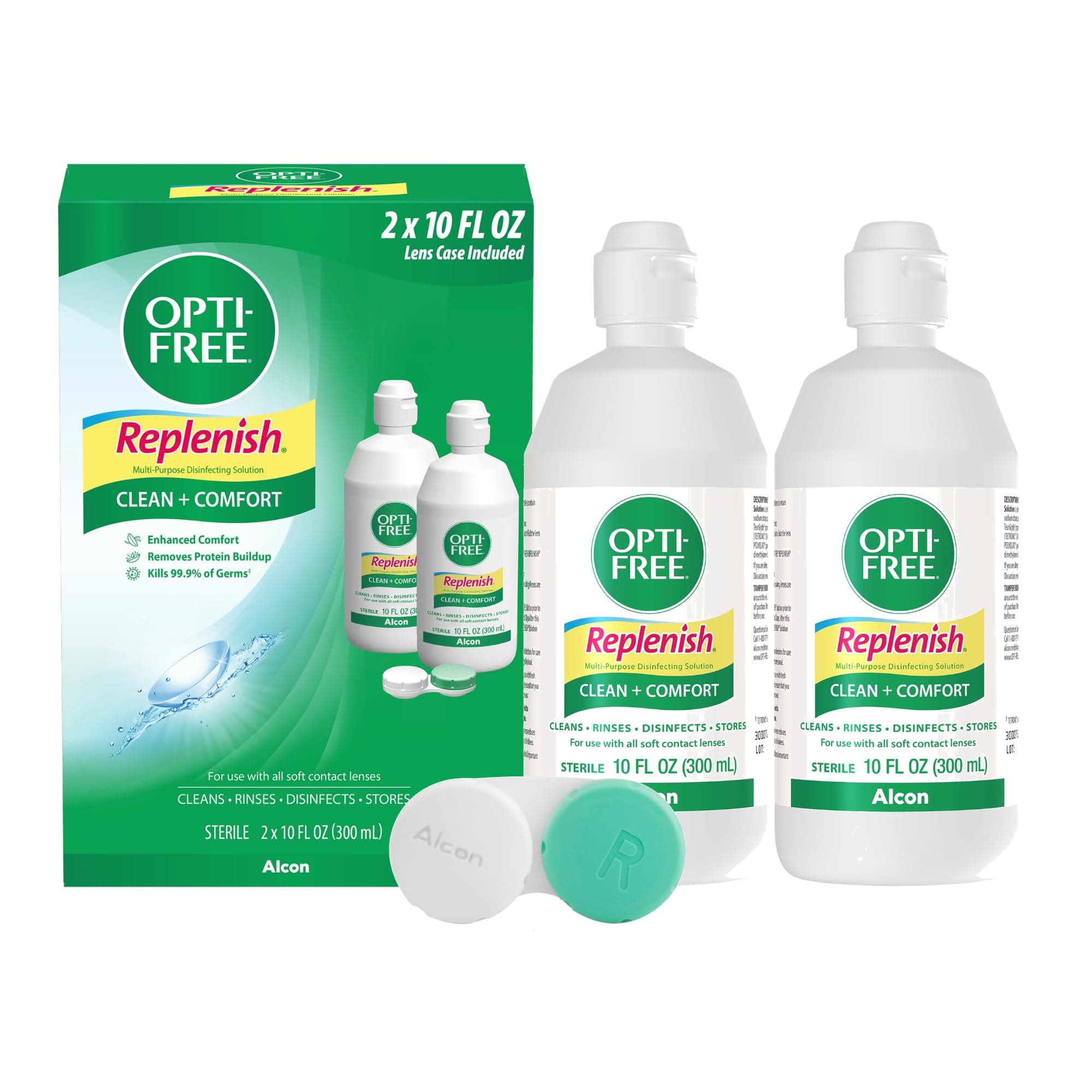 OPTI-FREE Replenish Multi-Purpose Contact Lens Solution, 10 Fl Oz, 2 Pack