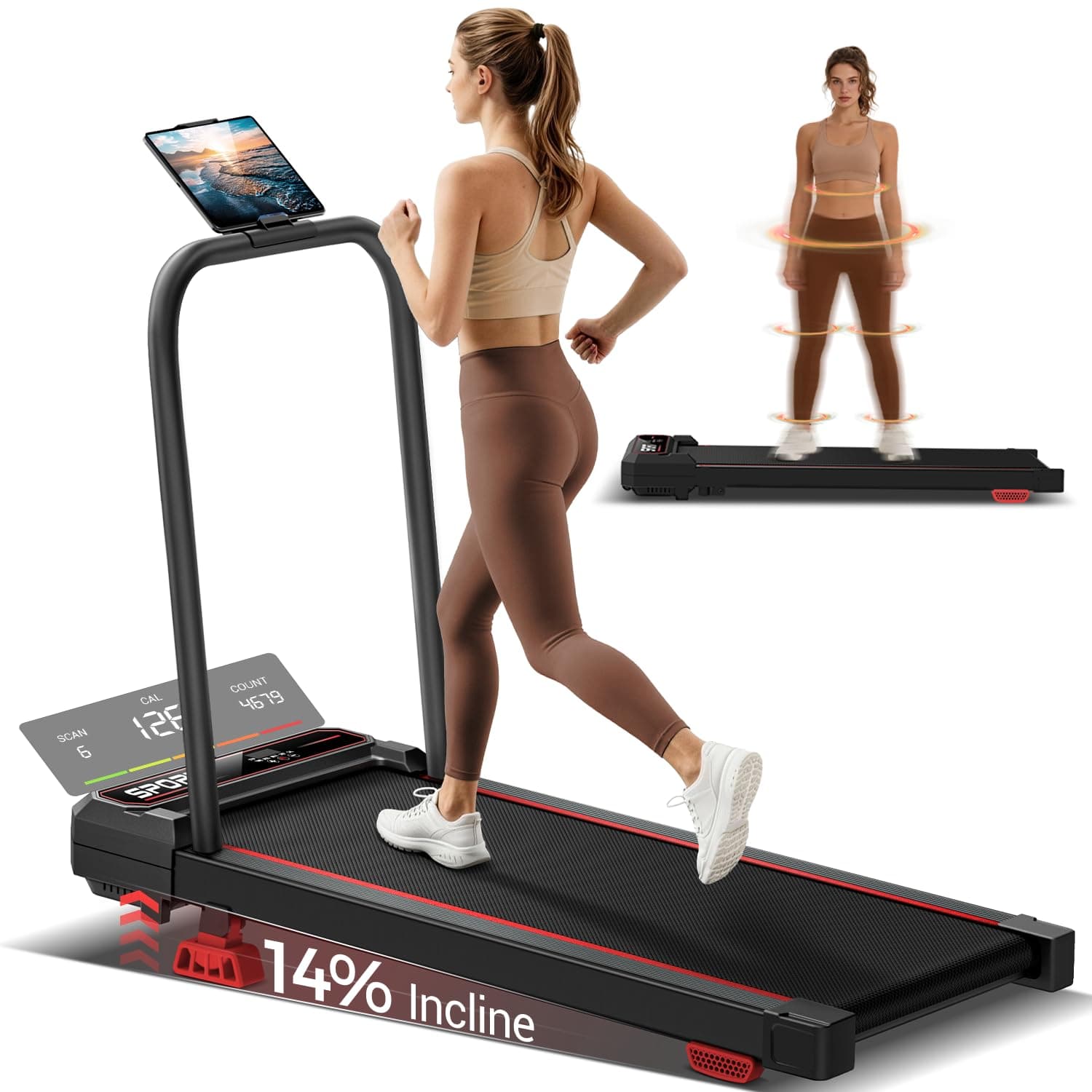 CURSOR FITNESS Walking Pad with Vibration Plate with 14% Incline | 3.0HP Quiet Motor 3 Adjustable Vibration Modes 265LBS Capacity with Remote Control & LED Display Under Desk Office
