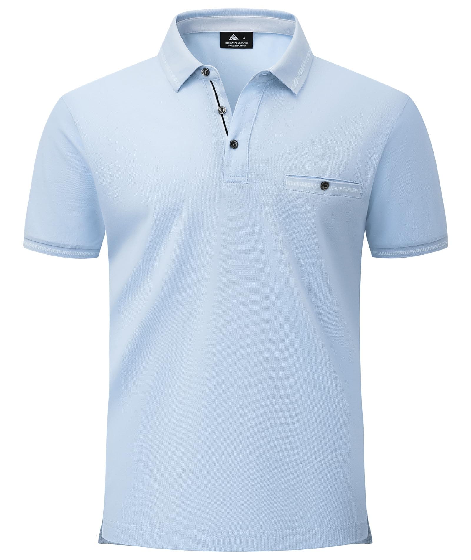 V VALANCH Polo Shirt for Men Short Sleeve Golf Shirts Casual Work Polo | Moisture Wicking Golf Polo Shirts with pocket，UPF30+ Regular Fit，Lightweight Breathable Performance Collared Polo