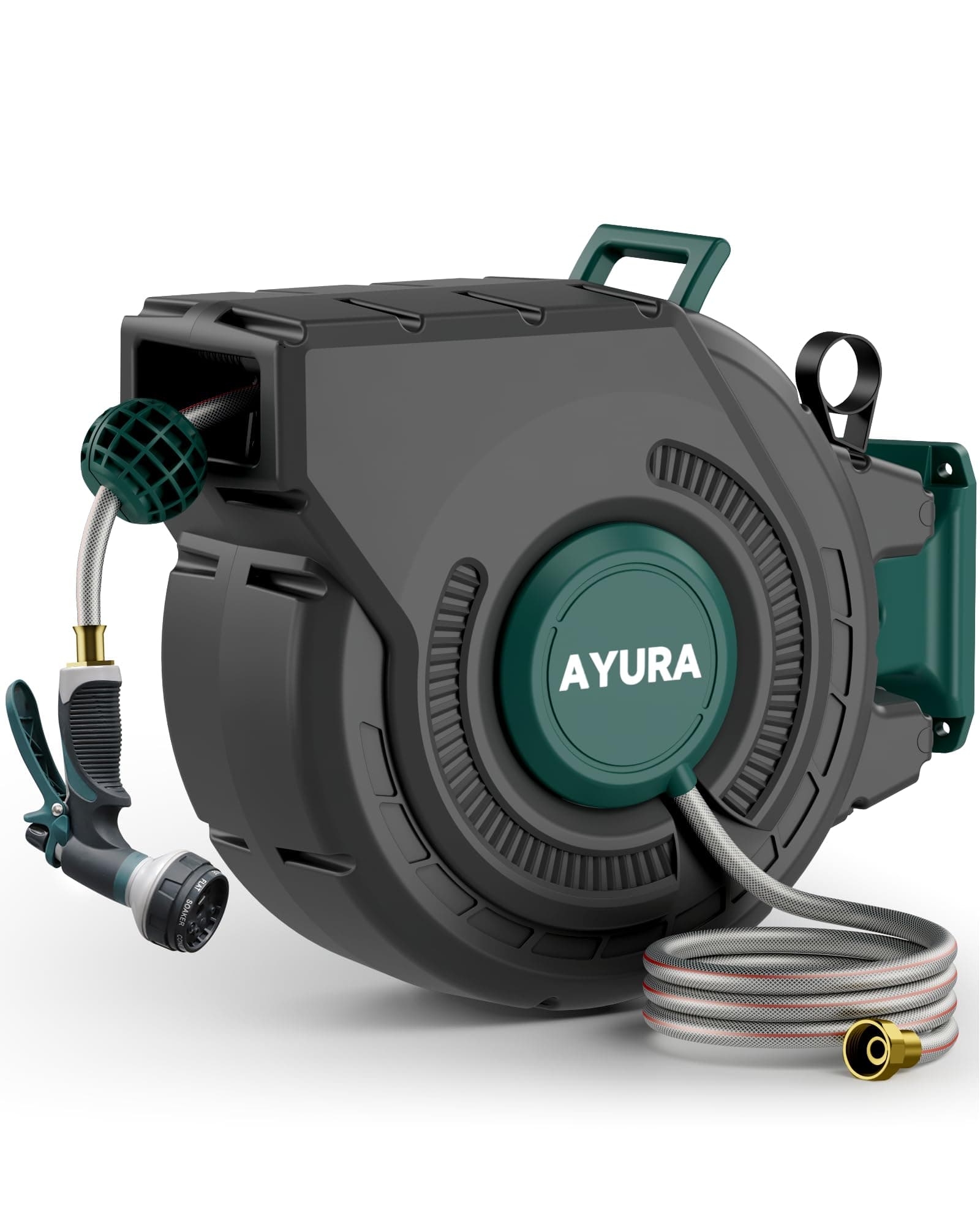 Retractable Garden Hose Reel 1/2 Inch x 100 ft,Automatic Slow Rewind System | Heavy Duty Automatic Garden Hose Reels with Kink-Free Rewind and Lock at Any Length, Wall Mount Water Hose Reel for Outside