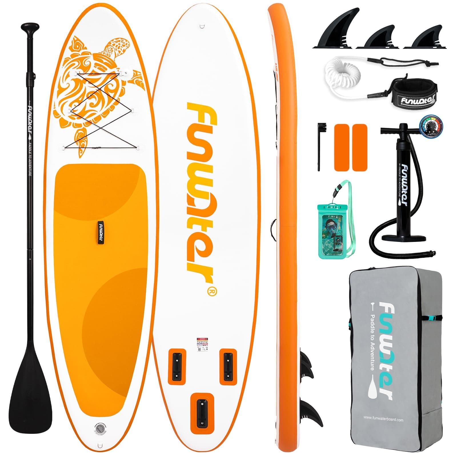 FunWater Inflatable Stand Up Paddle Board with Beginners SUP Accessories | 10'6''/11'SUP,Anti-Slip EVA Deck,Versatile Yoga/Family Inflatable Paddle Boards for Adults & Youth of All Skill Levels