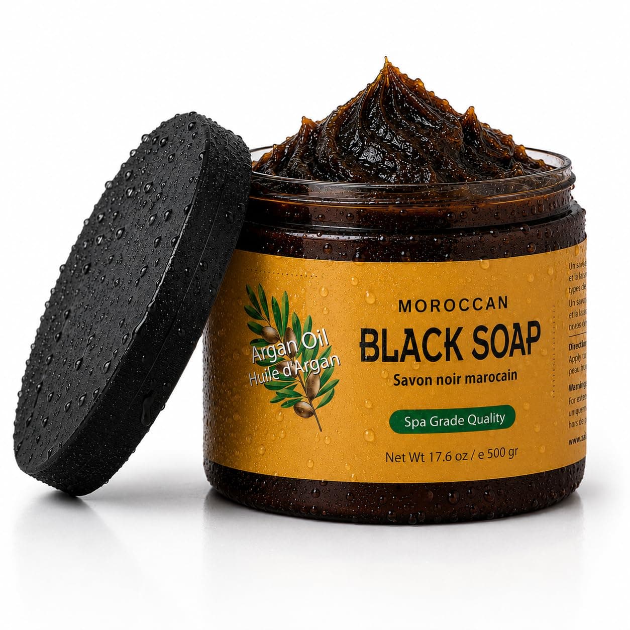 Zakia's Morocco Moroccan Black Soap (Beldi Olive Soap) Argan Oil Unscented, 100% natural, Body Scrub, Pure & Natural, Purifying, Cleansing, exfoliating for Hammam Ritual- 16.0 Oz / 552gr Value Size