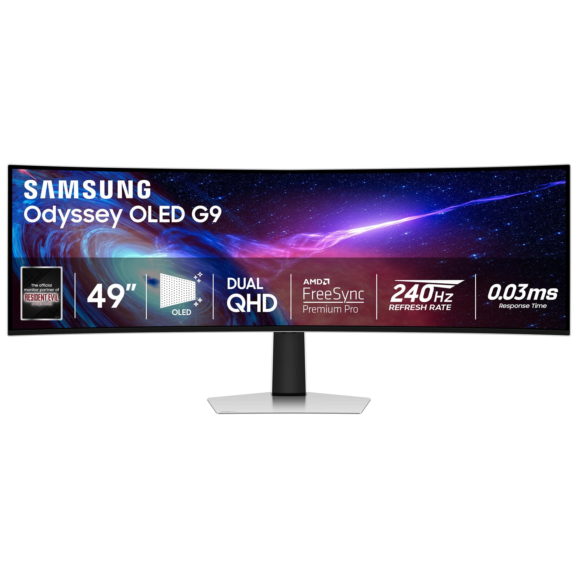 Samsung 49" Odyssey (G93SC) Series QD-OLED Curved Gaming Monitor | 240Hz, 0.03ms, DQHD, G-Sync Compatible, FreeSync Premium Pro, Adjustable Stand (LS49CG932SNXZA)