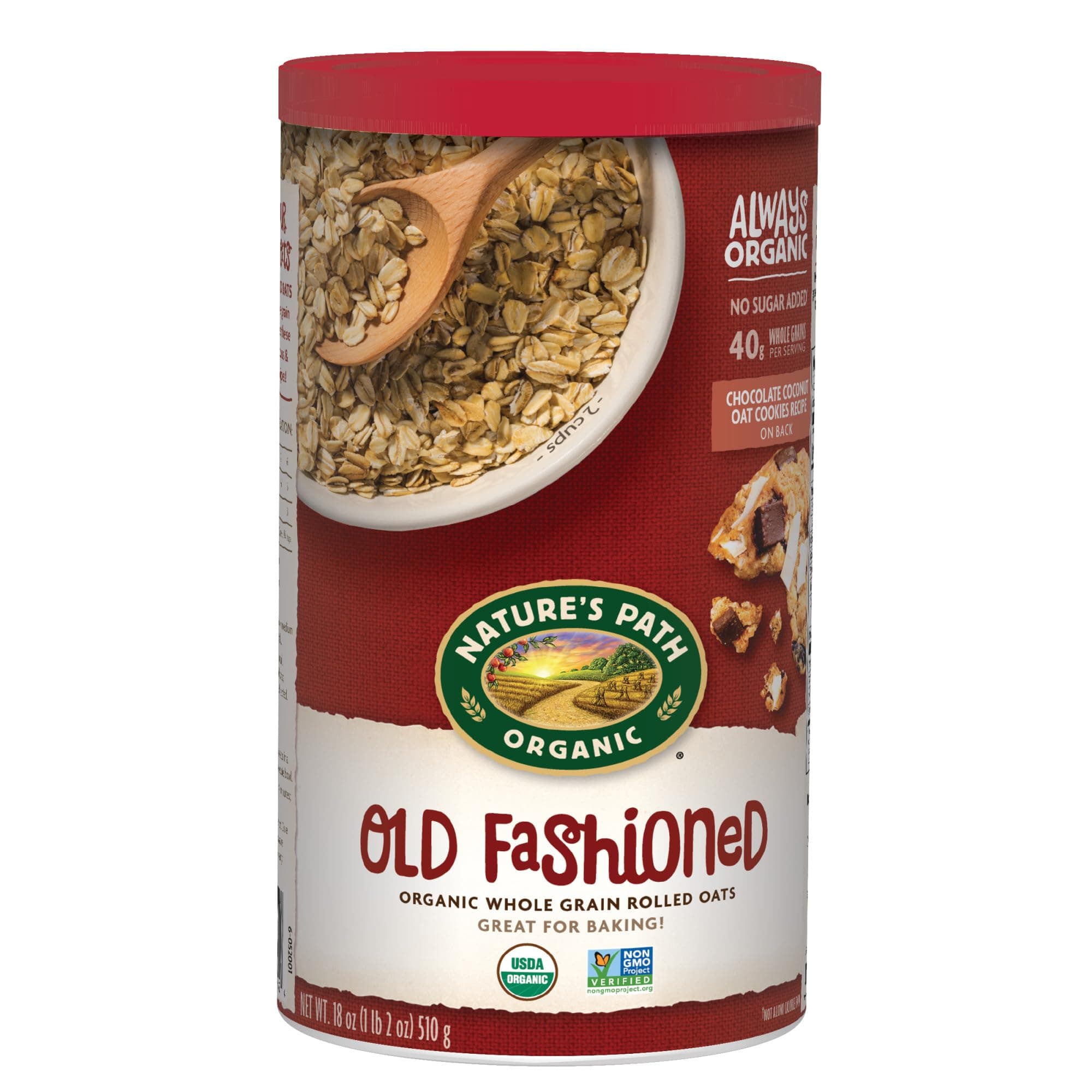 Nature's Path Organic Old Fashioned Oats, 18 oz (Pack of 6) | 0g Added Sugar Oats: 50g whole grains and excellent fiber from one simple ingredient: rolled oats