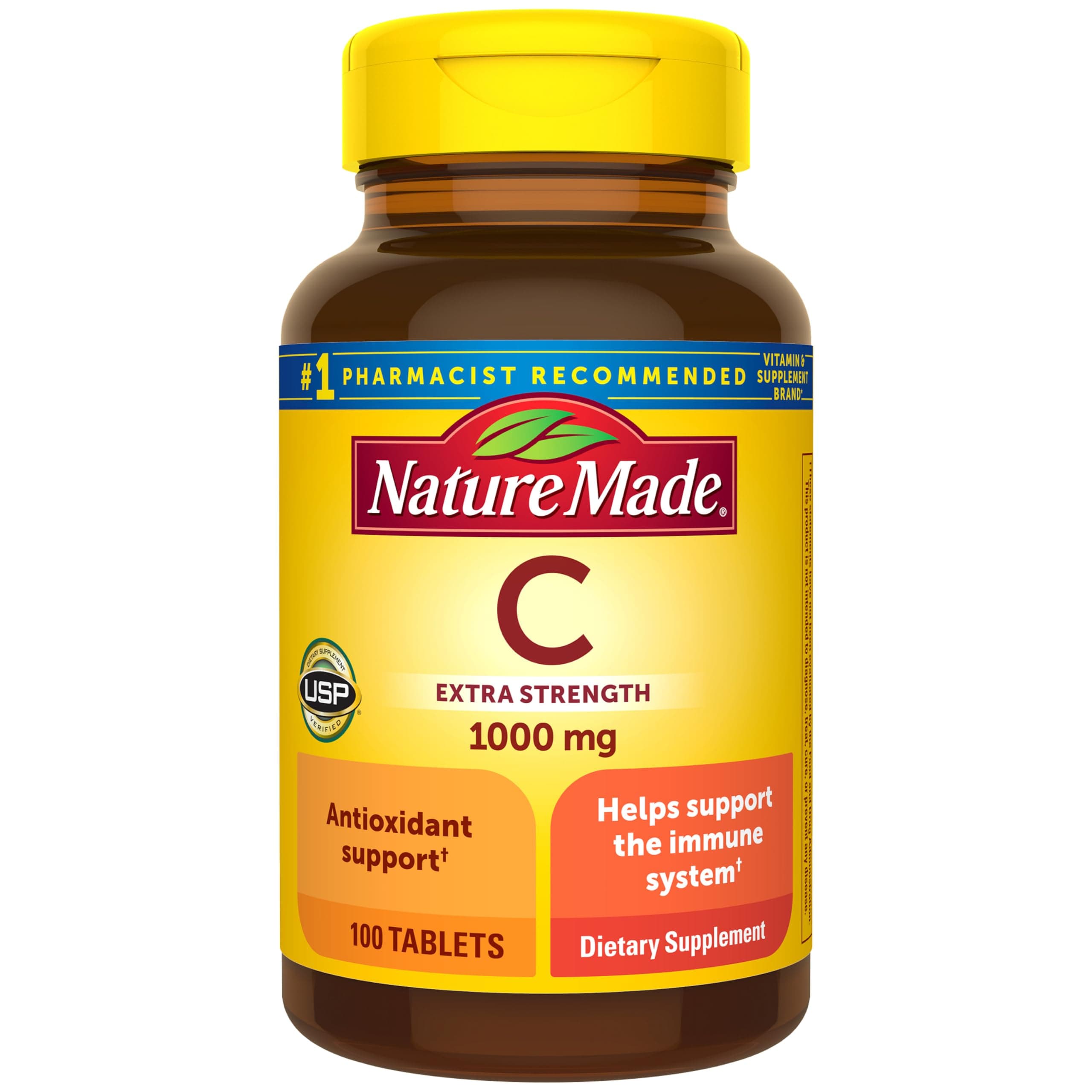 Nature Made Extra Strength Vitamin C 1000 mg Tablets, 100 Count | Adult Vitamin C Tablets for Immune Support and Antioxidant Support, 100 Day Supply