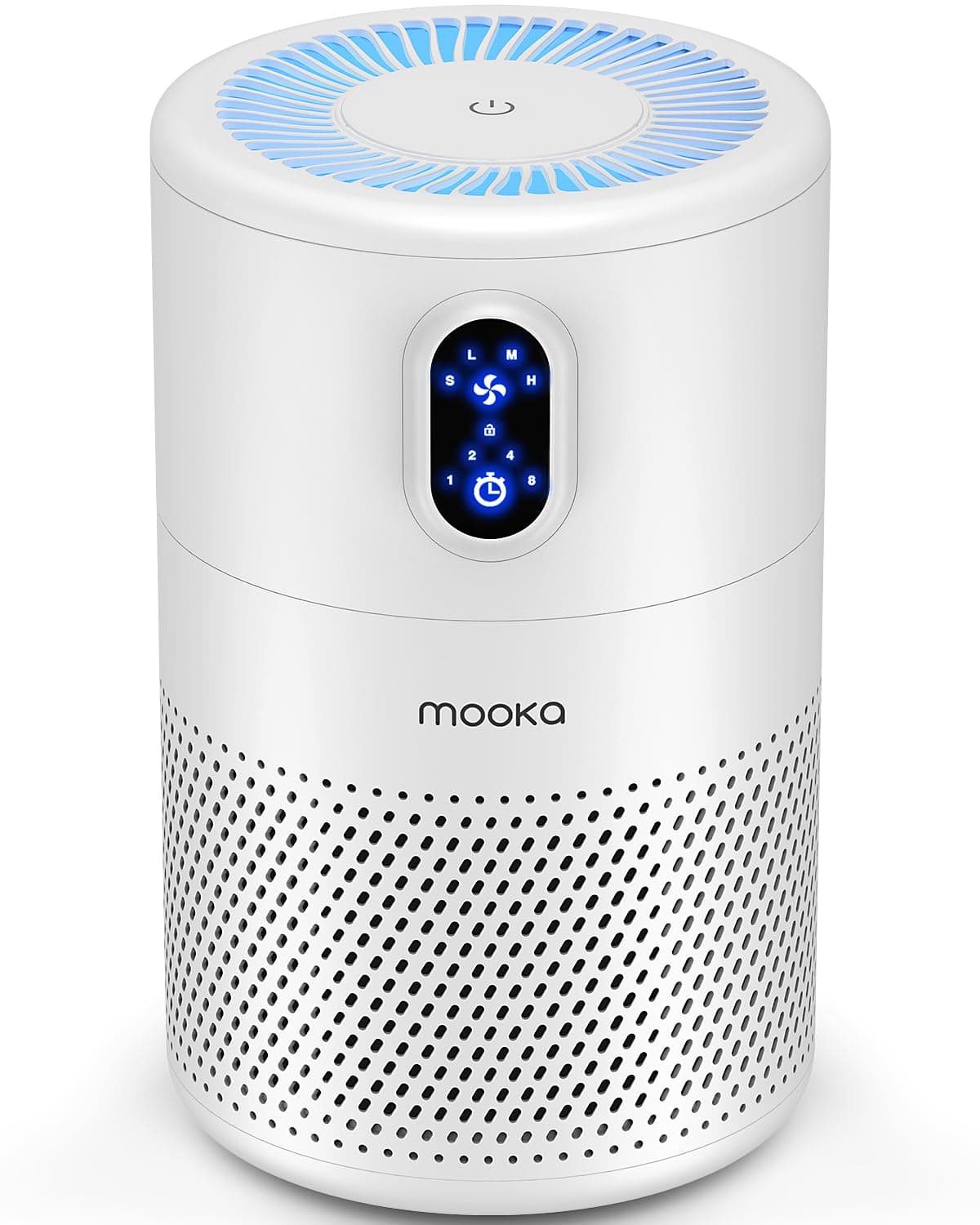 MOOKA Air Purifiers for Home Room up to 1076ft², True HEPA Filter, B-D02L | Quiet Sleep Mode, Night Light, Timer Settings, Energy Saving, 3-Layer Air Filter for Smoke Odor Dust Pollen Pet Dander,White