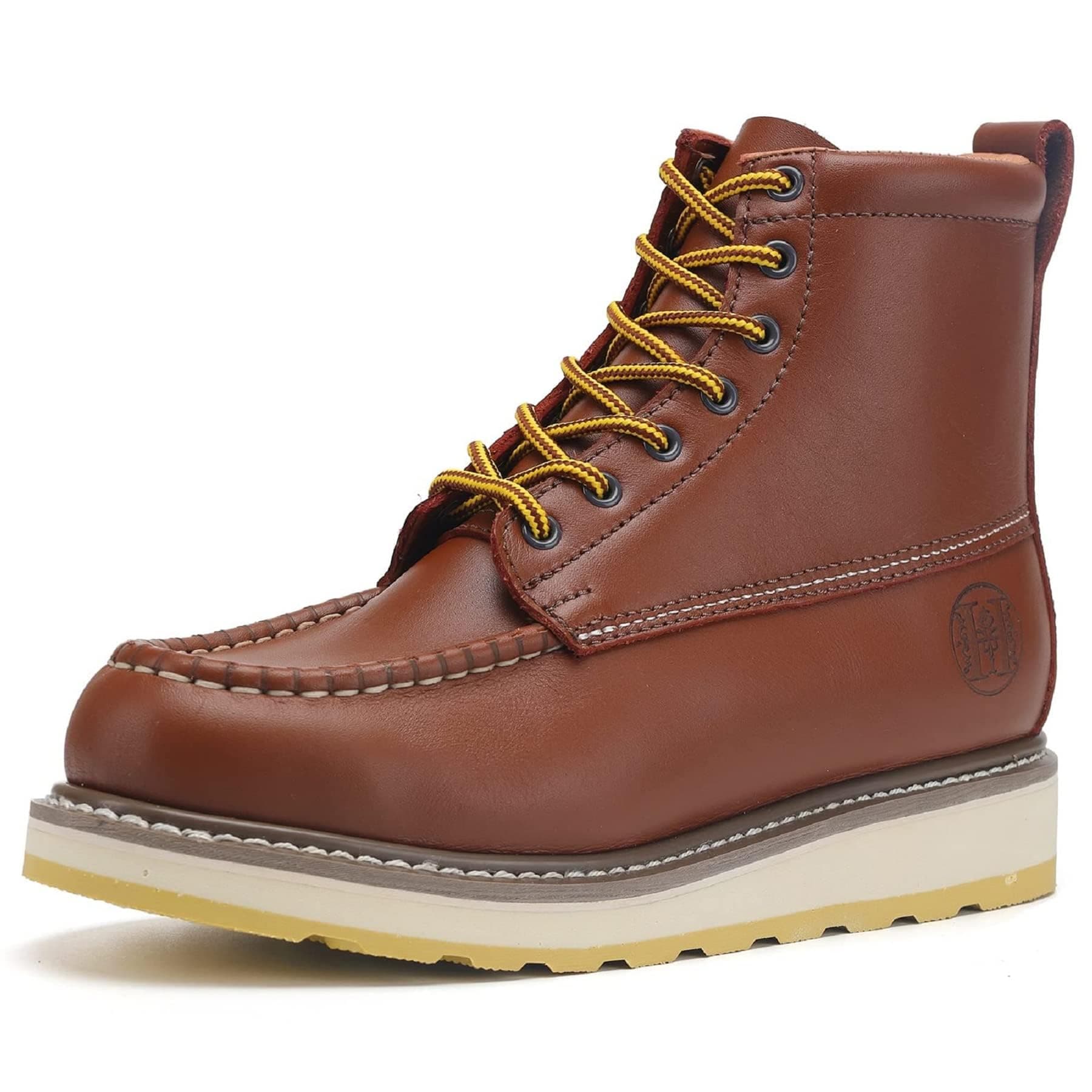 Men's Stylish Classic 6"- 8" Soft Moc Toe EH Leather Work Boot With Non-Slip Wedge Outsole & Goodyear Storm Welt