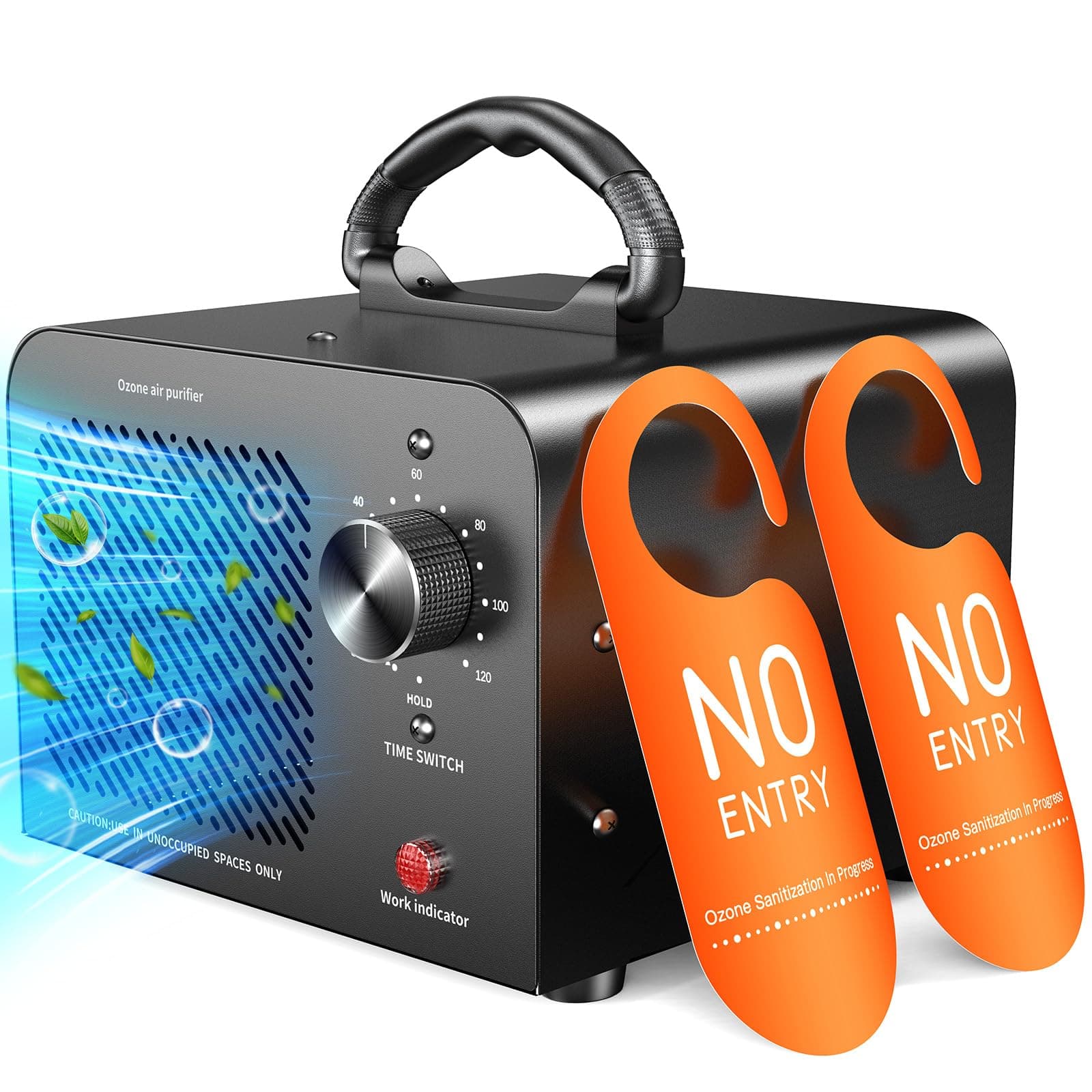 Hadlook Ozone Generator 48,000mg, Ozone Machine Odor Removal, O3 Ionizer | Commercial High Capacity Air Purifier Deodorizer, Portable Mini for Car, Home, Smoke, Pets, Industrial, for 4000 Sq. Ft-Black