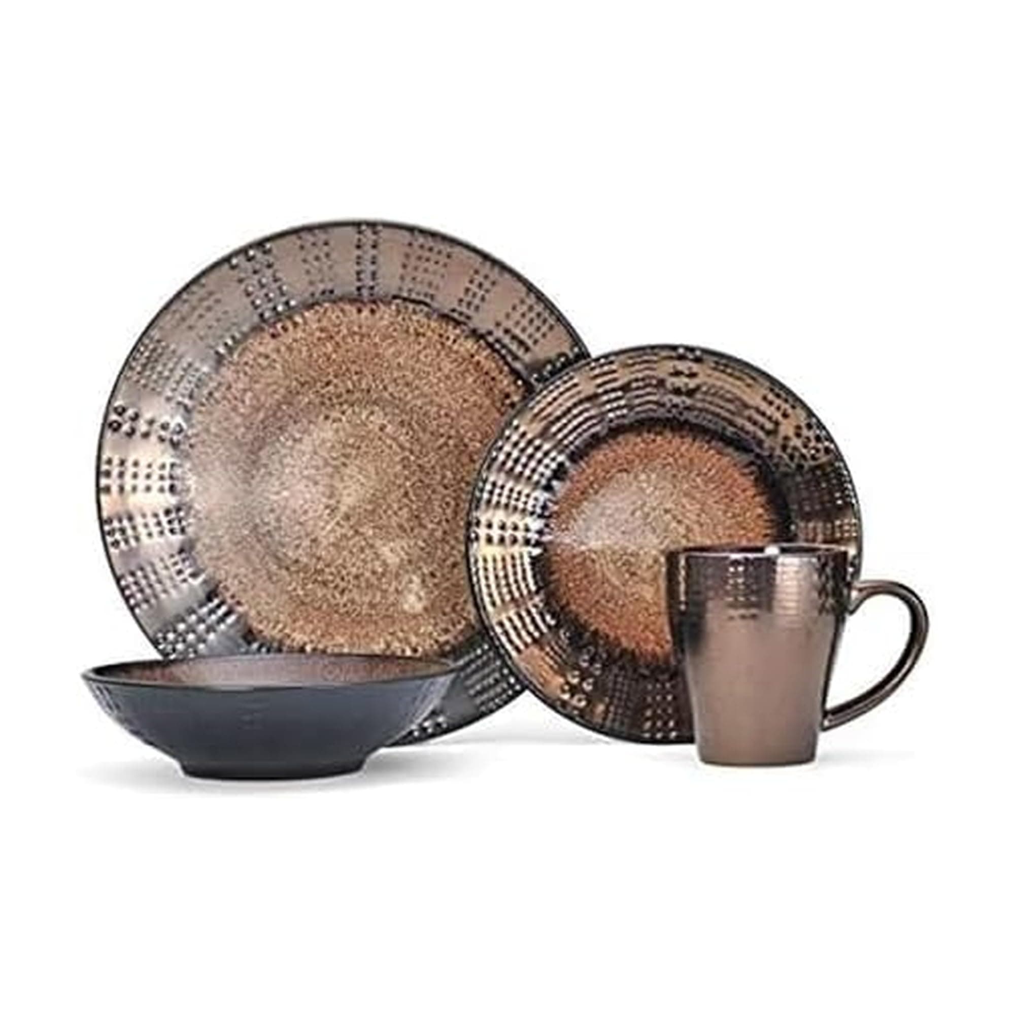 Mikasa Gourmet Basics Verona 16-Piece Stoneware Dinnerware Set | Complete Service for 4, Includes Plates Bowls & Mugs, Ideal for Everyday Meals, Dishwasher & Microwave Safe