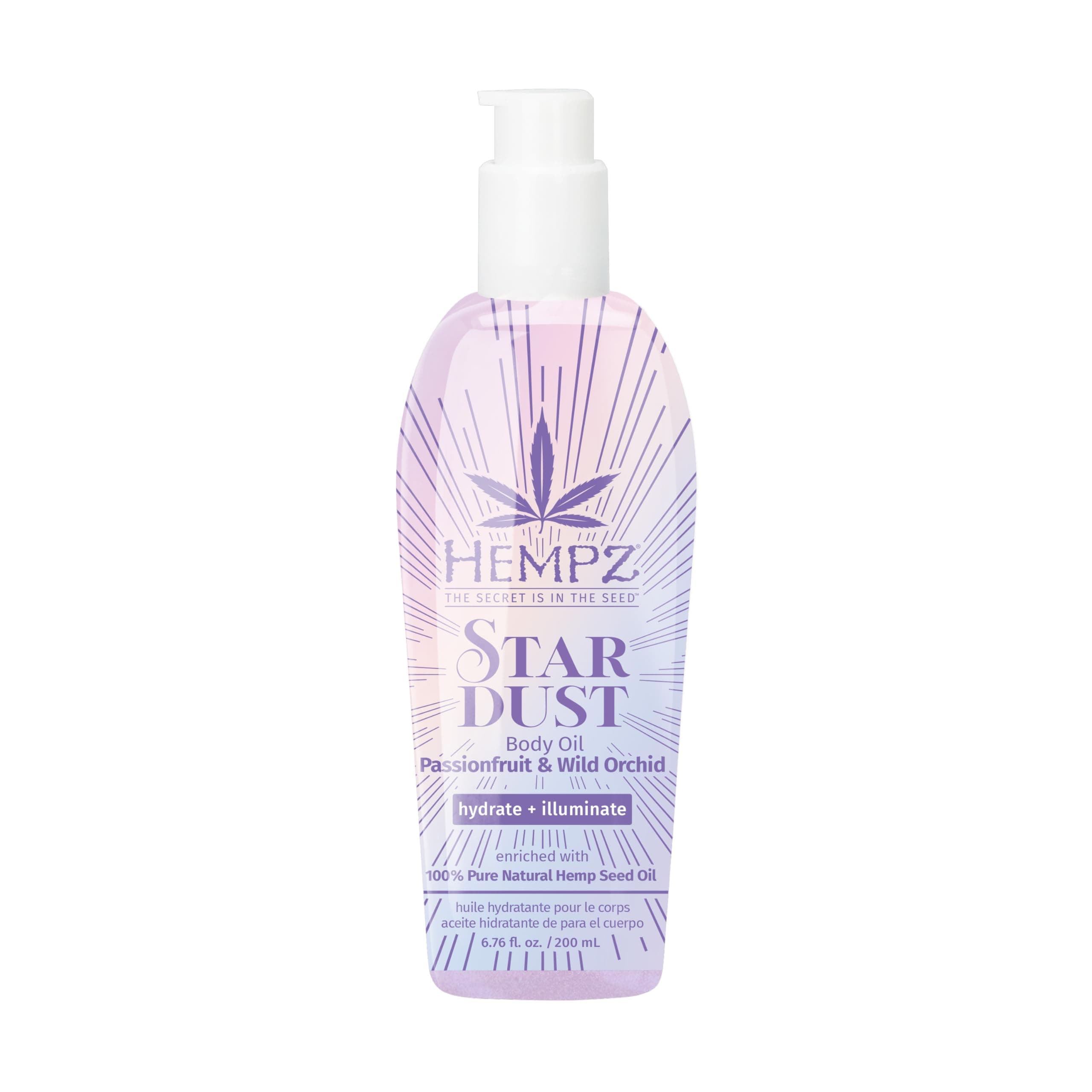 Hempz Star Dust Body Oil, Highlighting Moisturizer, 6.76 oz. | Hemp-derived formula softens and hydrates skin for lasting comfort all day