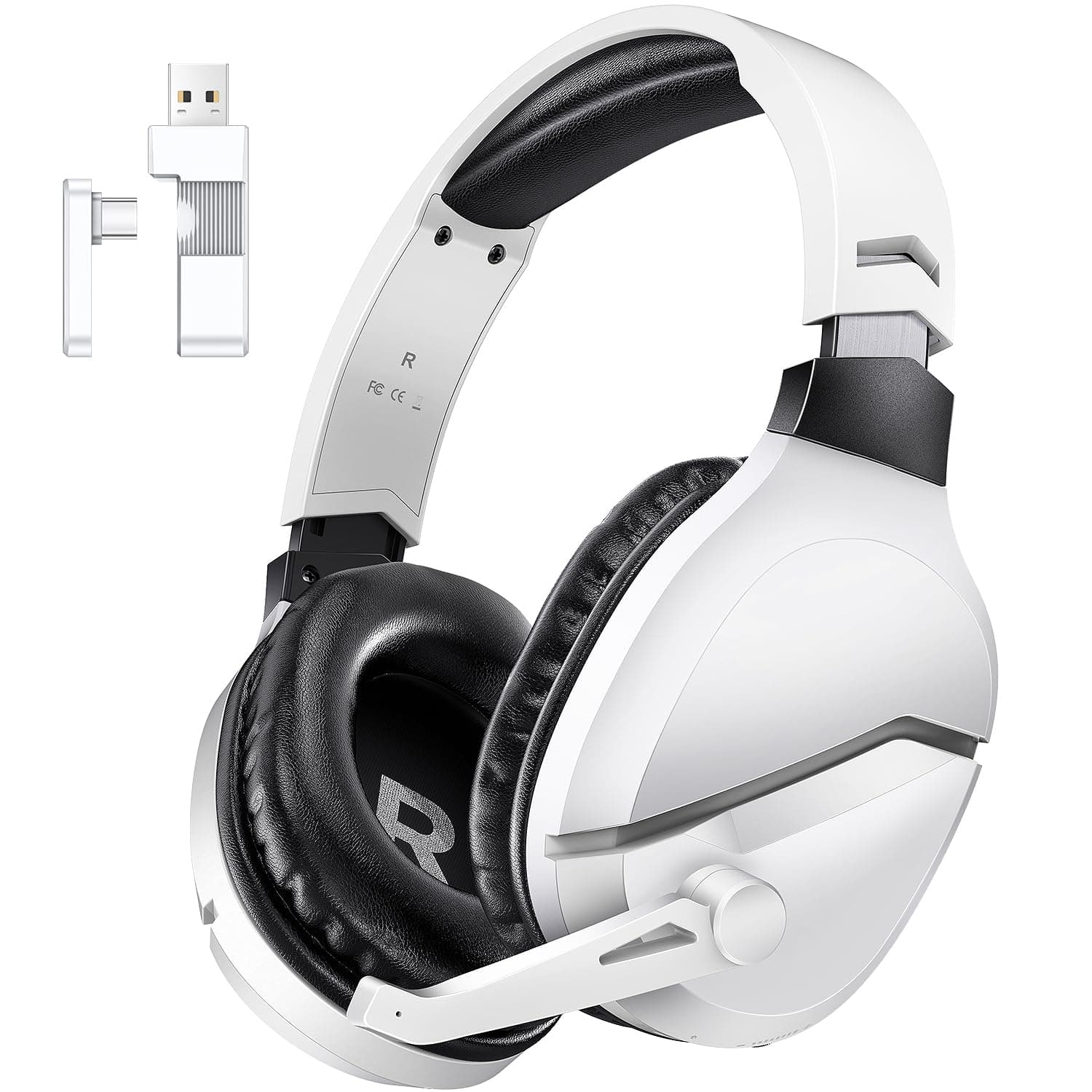Wireless Gaming Headset with Mic for PS5 PS4 PC, 48Hrs, Wired for GameCube | 2.4GHz/Bluetooth Headphones, USB & Type-C, 7.1 Surround Sound, Noise Cancellation, Rotating Ear Cups for Mac Switch