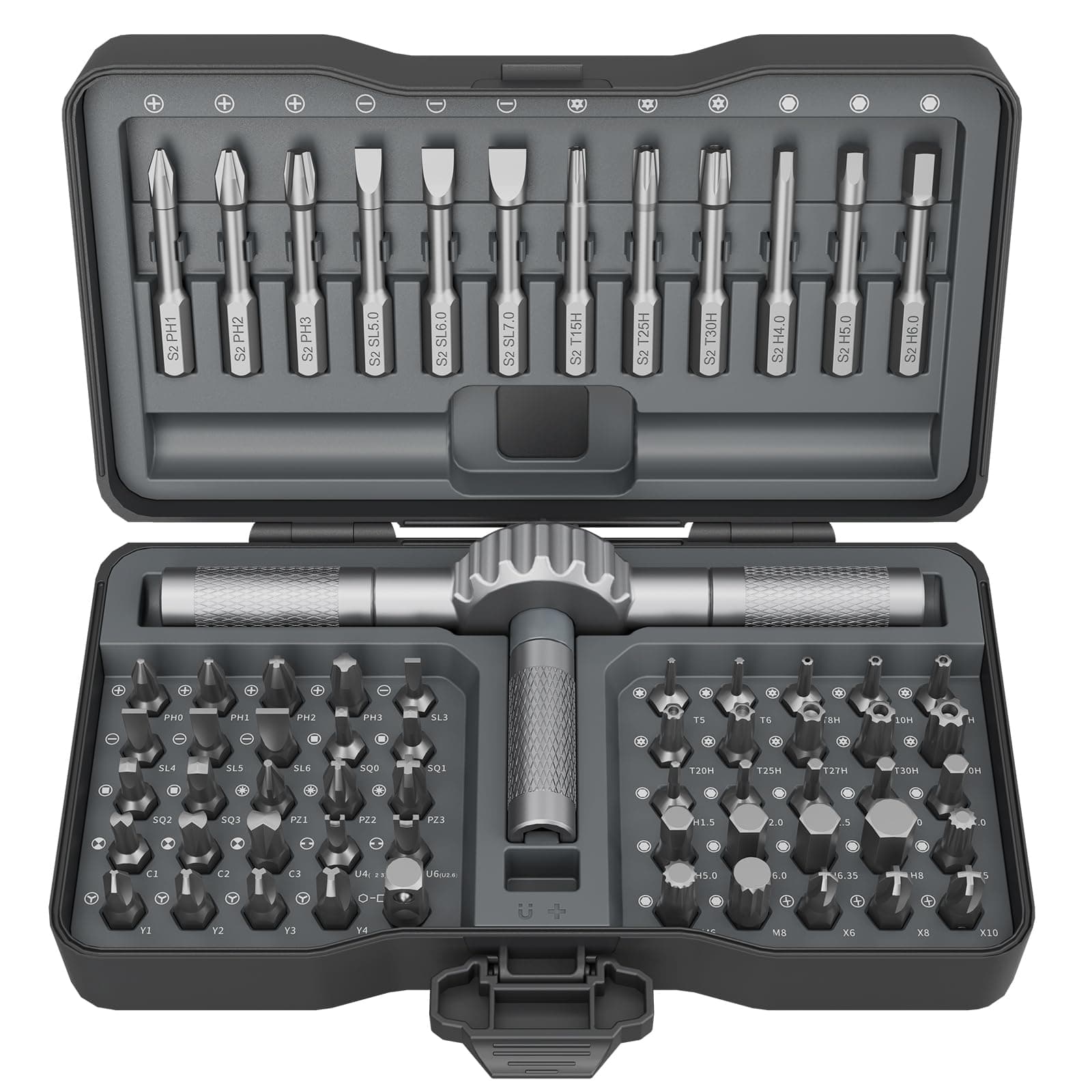 STREBITO Magnetic Screwdriver Set, 67-in-1 Ratcheting Screwdriver Set | with Detachable T Handle, 5° Swing Angle & Durable S2 Steel Bits for Furniture, Bikes, Electronics & Home Repairs