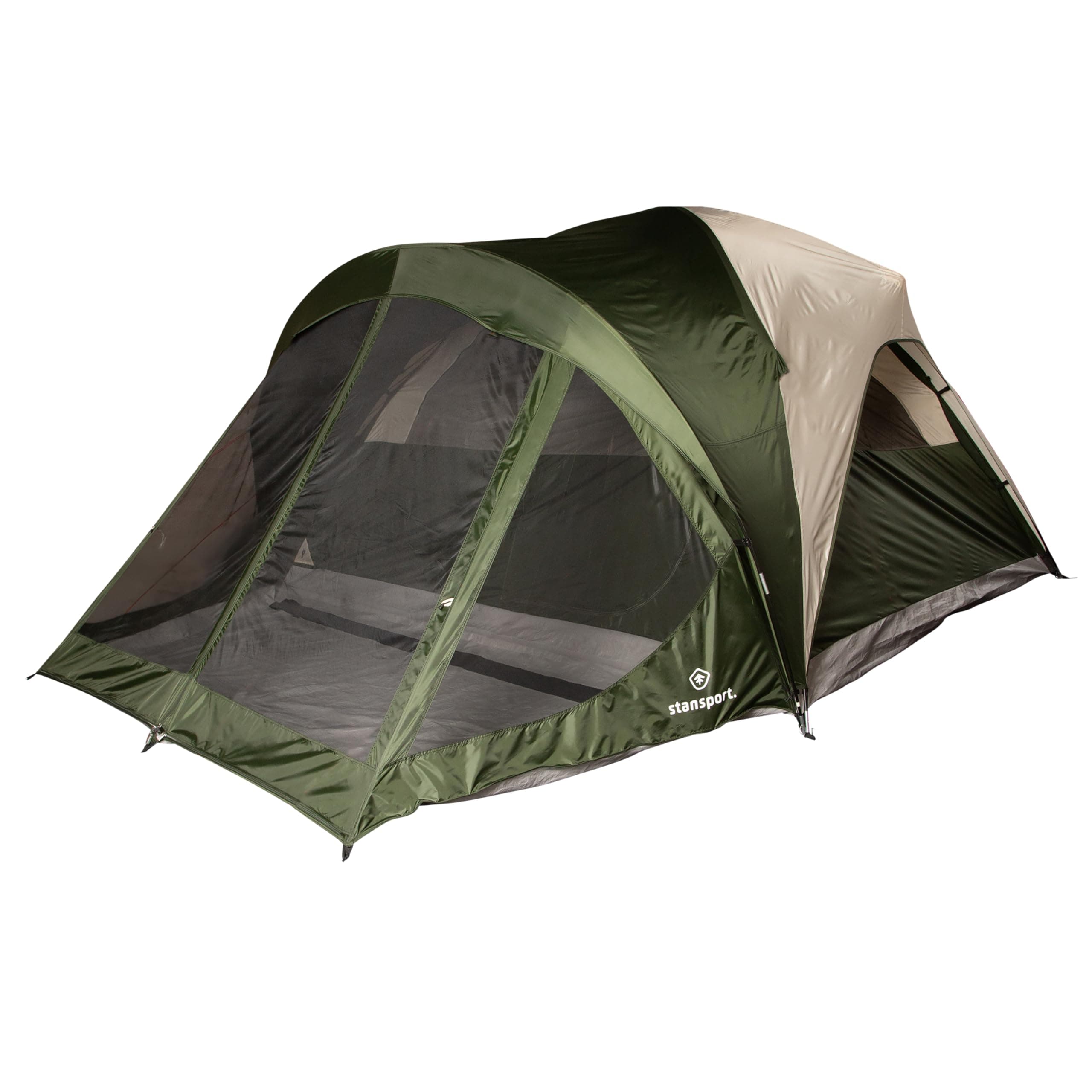 Stansport Highland Peak 6-Person Dome Tent with 10' x 5' Screen Room – Family Camping Tent with Screened Porch – Weatherproof Full Rainfly, E-Port, and Stargazing Mesh Roof – Includes Carry Bag