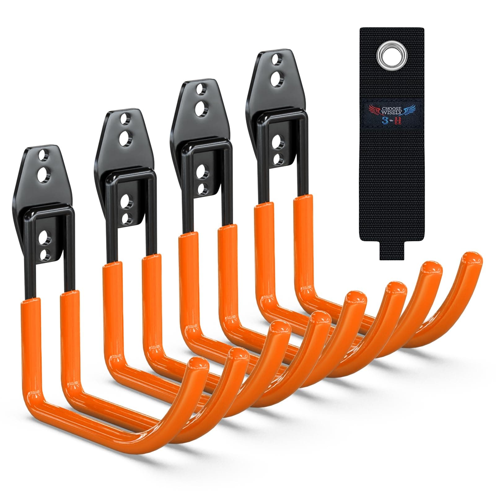 3-H Garden Hose Holder Wall Mount,4 Pack Solid Steel 5.9 Inch Hose Hanger | Multi-Purpose Garage Hooks to Organize Garden Lawn Tools, Sports Gear, Ladders, Power Tools & Outdoor Hoses