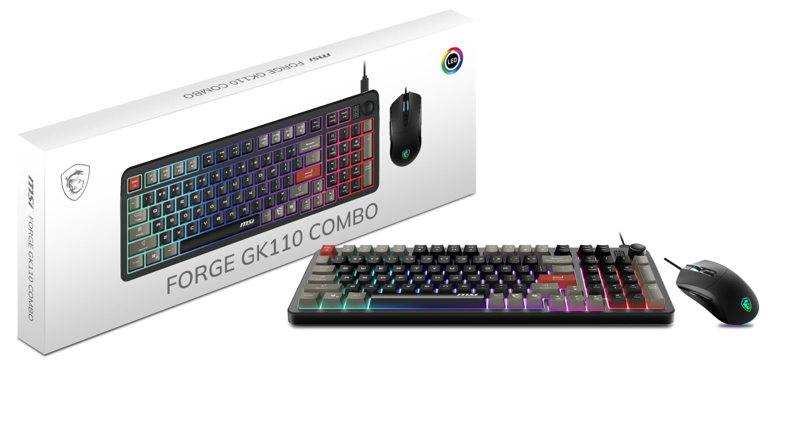 MSI Forge GK110 Combo US – Gaming RGB Keyboard & Mouse Set, 26-Key Anti-Ghosting, 12800 DPI Optical Sensor
