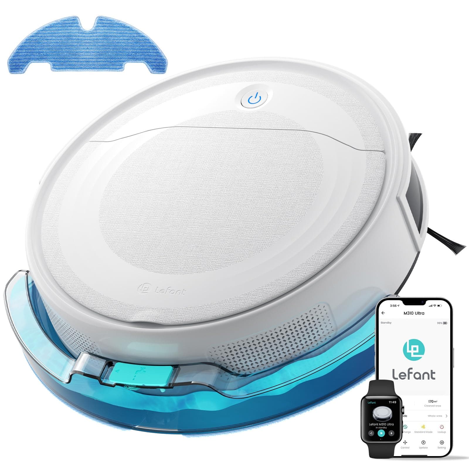 Lefant M310 Ultra Robot Vacuum and Mop, 6000Pa Suction-Slim Robotic Cleaner, Accurate Obstacle Avoidance, WiFi/App/Alexa Control, 170min Runtime, with ToF LiDAR Navigation for Pet Hair and Home