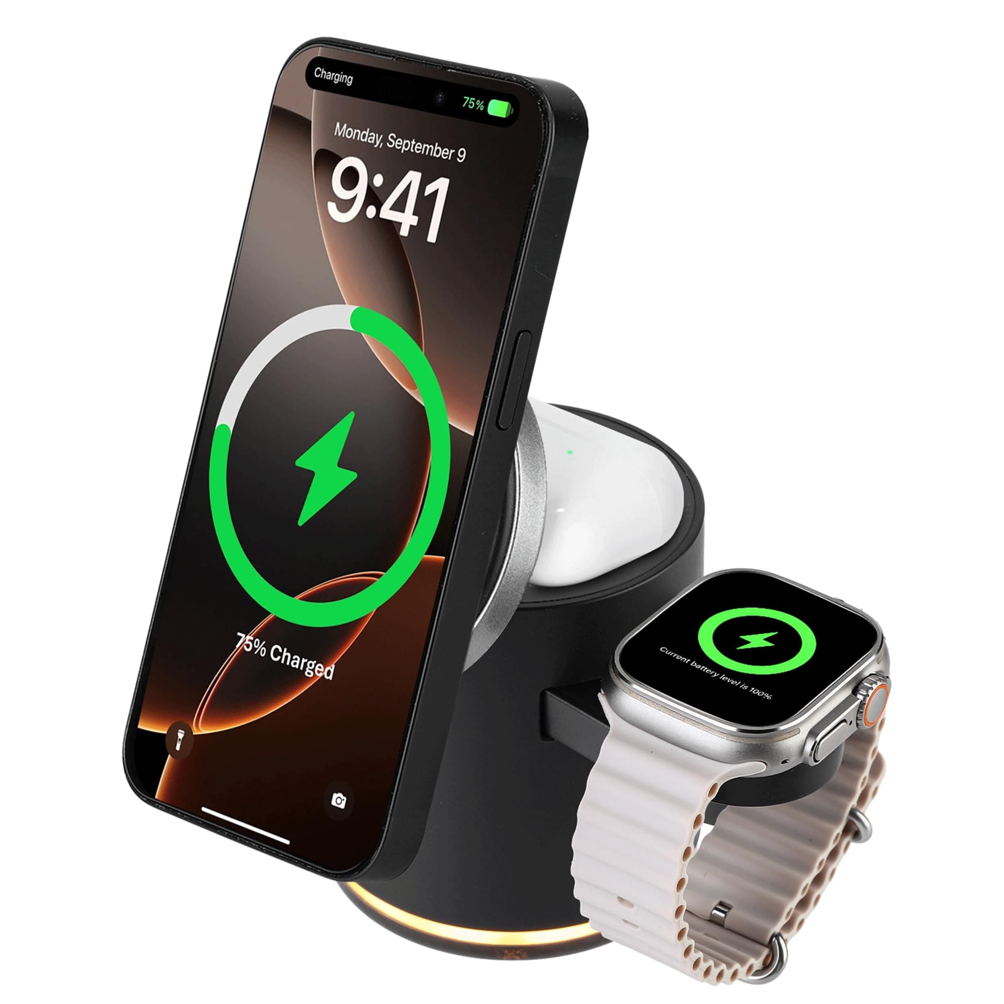 Dygoophy C16 4-in-1 Foldable Magnetic Wireless Charger Qi2 Certified 23W Fast Charging Station with Warm White LED Night Light Portable Travel Charger for Apple & Samsung Devices
