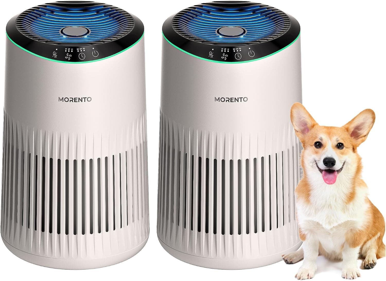Air Purifiers for Bedroom Home for Smoke Pet Dander Odors 2 Pack Cream | Air Purifier with Sleep Mode Small Air Purifier with Fragrance Sponge for Bedroom Office, Blue Ambient Light, 23dB Quiet