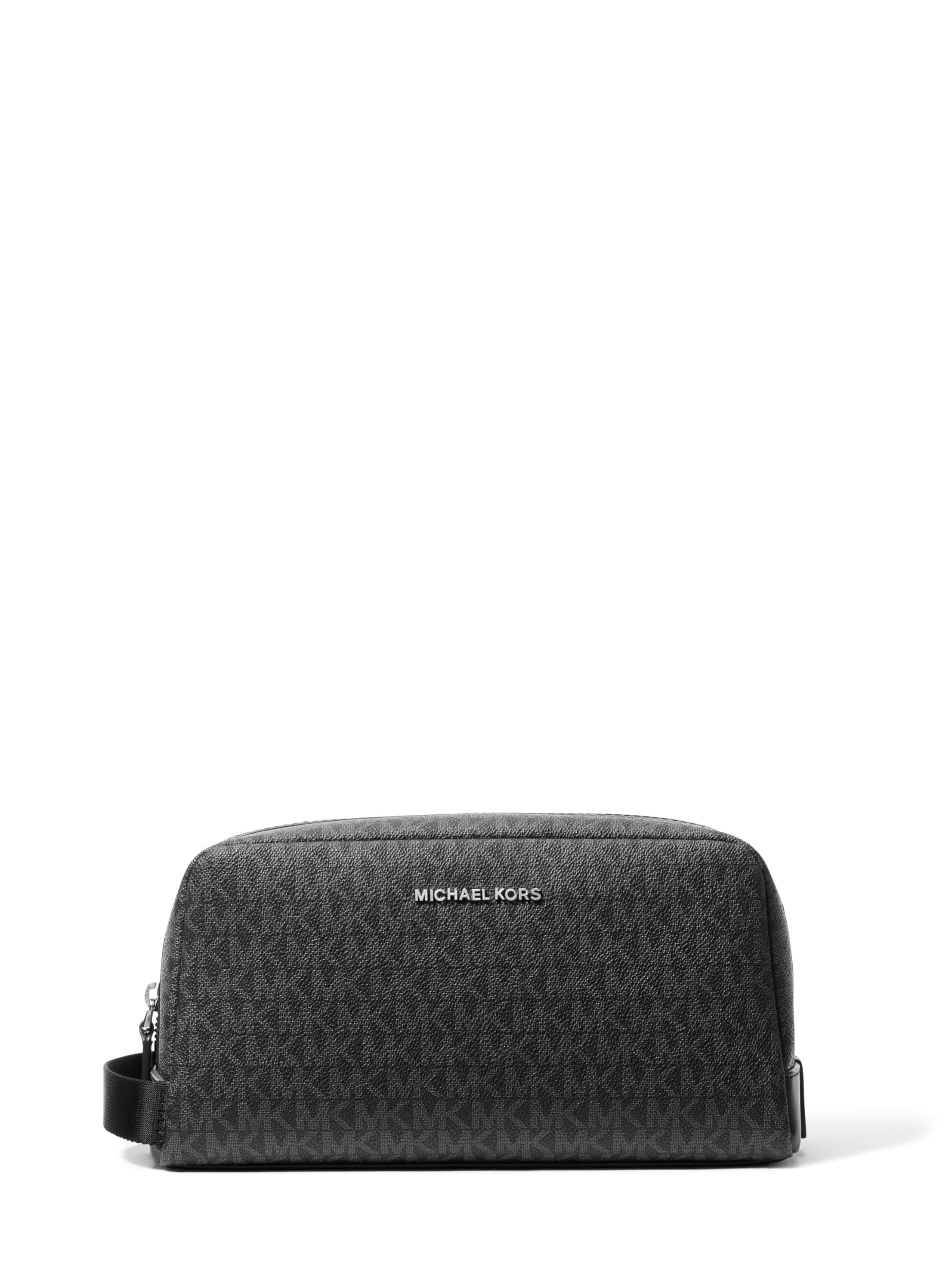 Michael Kors Hudson Toiletry Kit, Shiny Rhodium Hardware/Black
