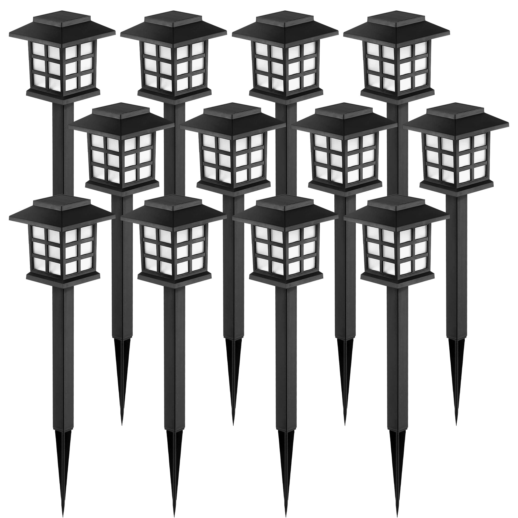 GIGALUMI Solar Lights Outdoor Waterproof 12 Pack, LED Garden Decor | Warm White LED Solar Garden Lights Outdoor Decor, 8 Hours of Landscape Lighting for Garden