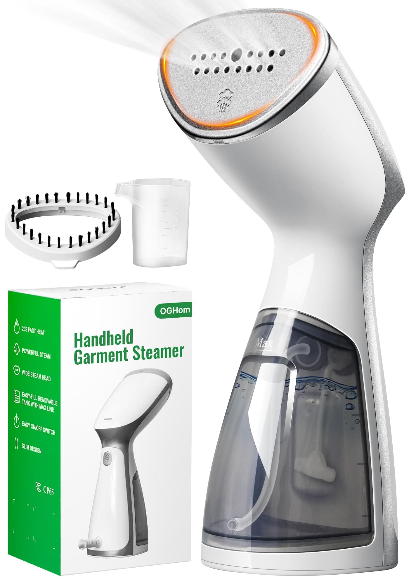 OGHom Portable Travel Handheld Steamer for Clothes, Garment Wrinkle Remover | White, 1000W Strong Penetrating Fabric Steamer, 150ML Water Tank, for Home, Office, Travel (ONLY FOR 120V)