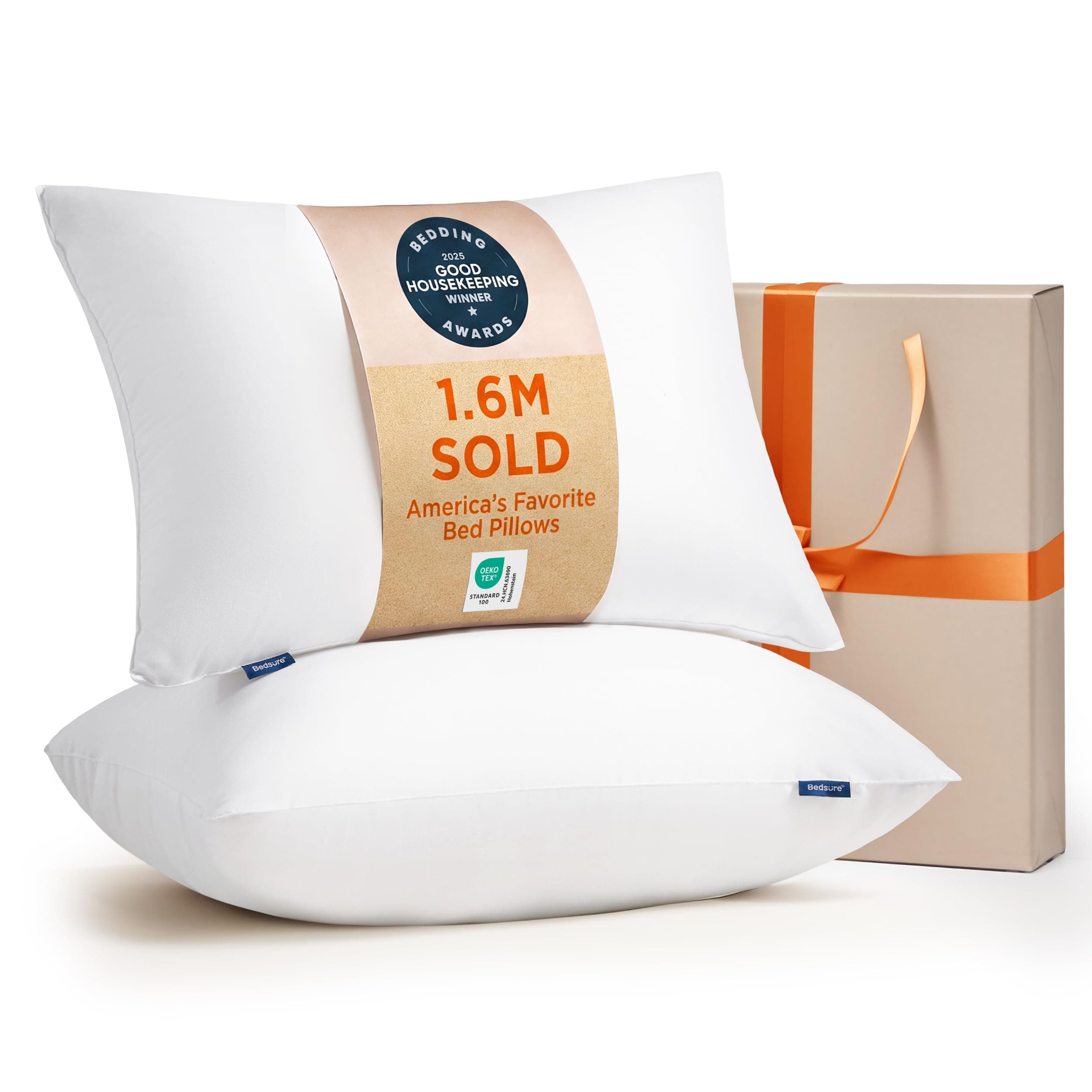 Bedsure Pillows Queen Size Set of 2, Bed Pillows for Sleeping | Hotel Collection,Down Alternative Filling, Soft Support for Back, Stomach or Side Sleepers,Queen ,28"x19",White,2 Pack