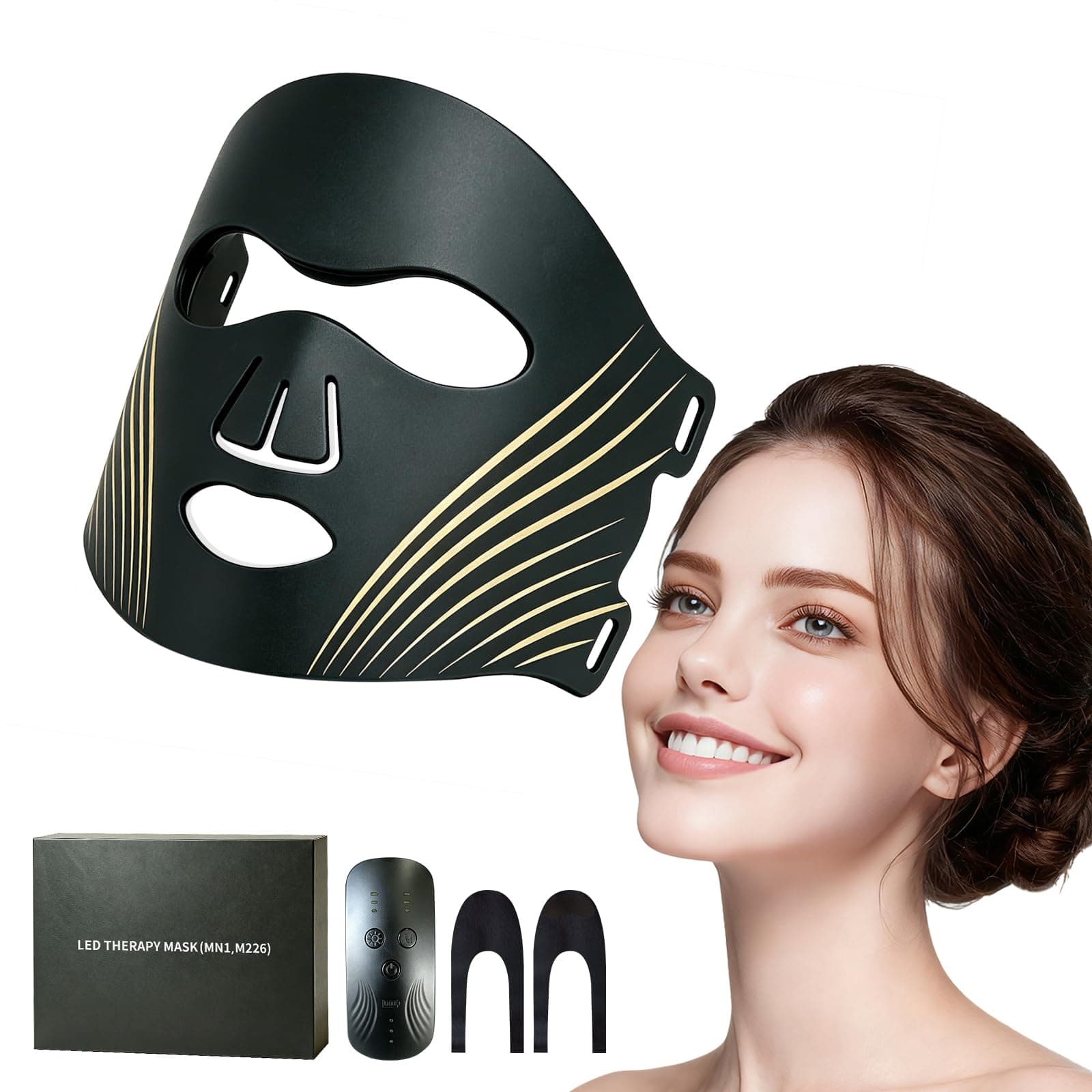 Red Light Therapy Mask for Face,Infrared Red Light Therapy Mask,Ideal for Facial Wrinkles, Acne, and Uneven Skin Texture.LED Therapy Mask,Ideal for Home, Work,Travel & Yoga,Black