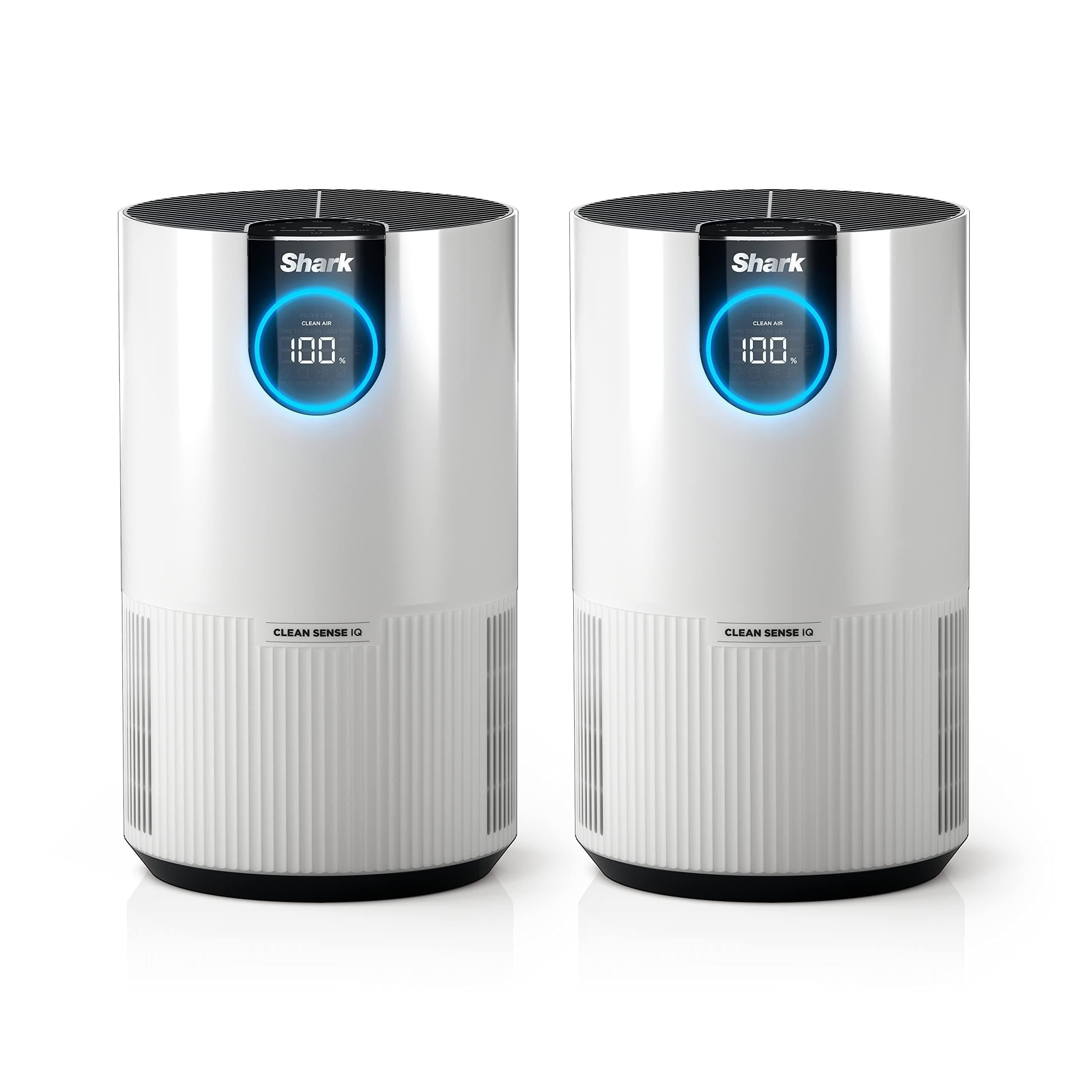 Shark Clean Sense Air Purifier 2 pack, Clean Sense, HP102PK2, White | HEPA-Exceeding Filter, 500 Sq Ft, for Bedroom, Nursery, Office, Dorm, Captures Pollutants, Pet Dander, Dust, Odor, and More