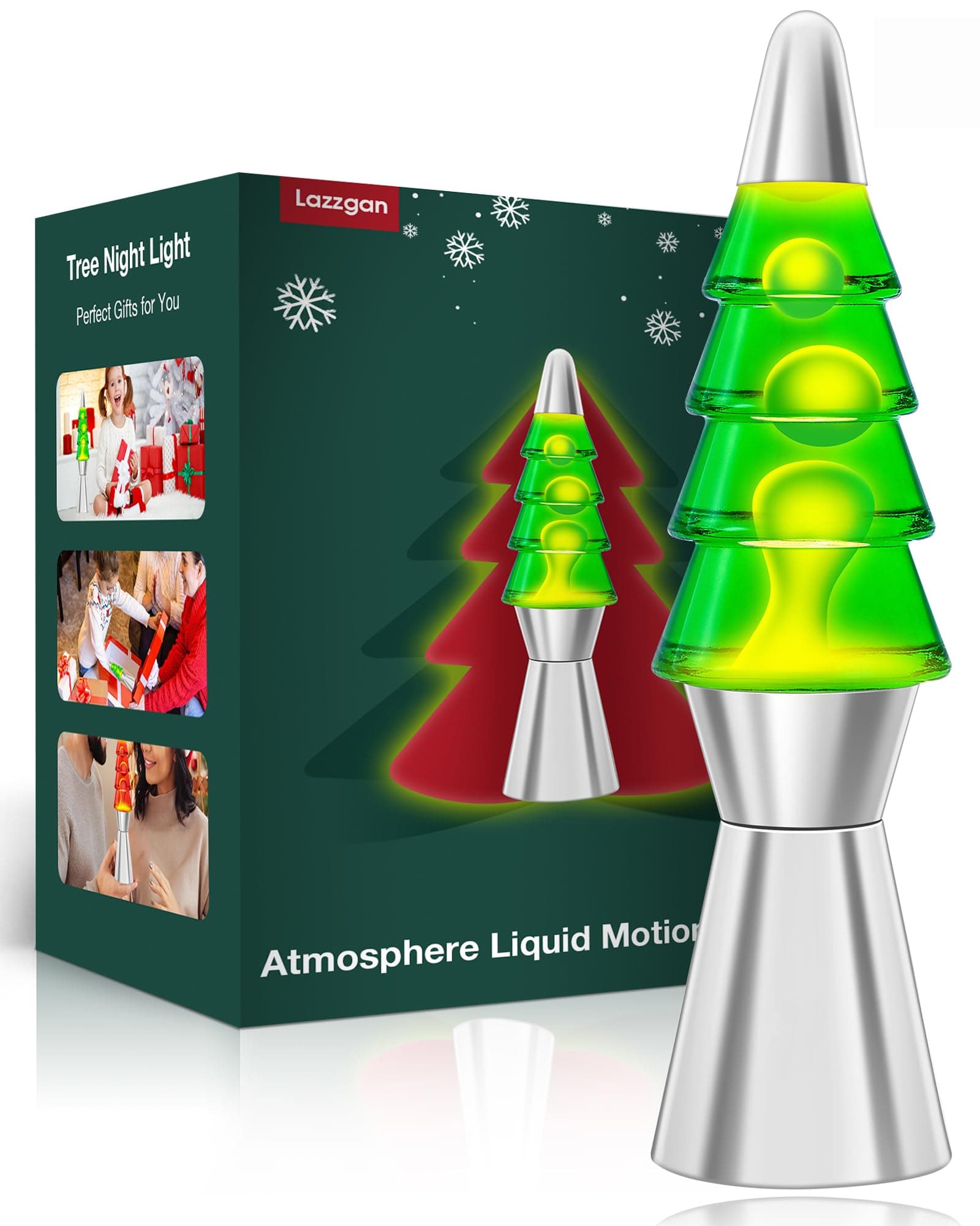 Lazzgan Christmas Tree Liquid Motion Lamp,for Mother's Day/Mom Gifts,14.5 inches Table Lamp Christmas Indoor Decorations for Adults and Kids, Mood Lighting Home Decor Lav Night Light