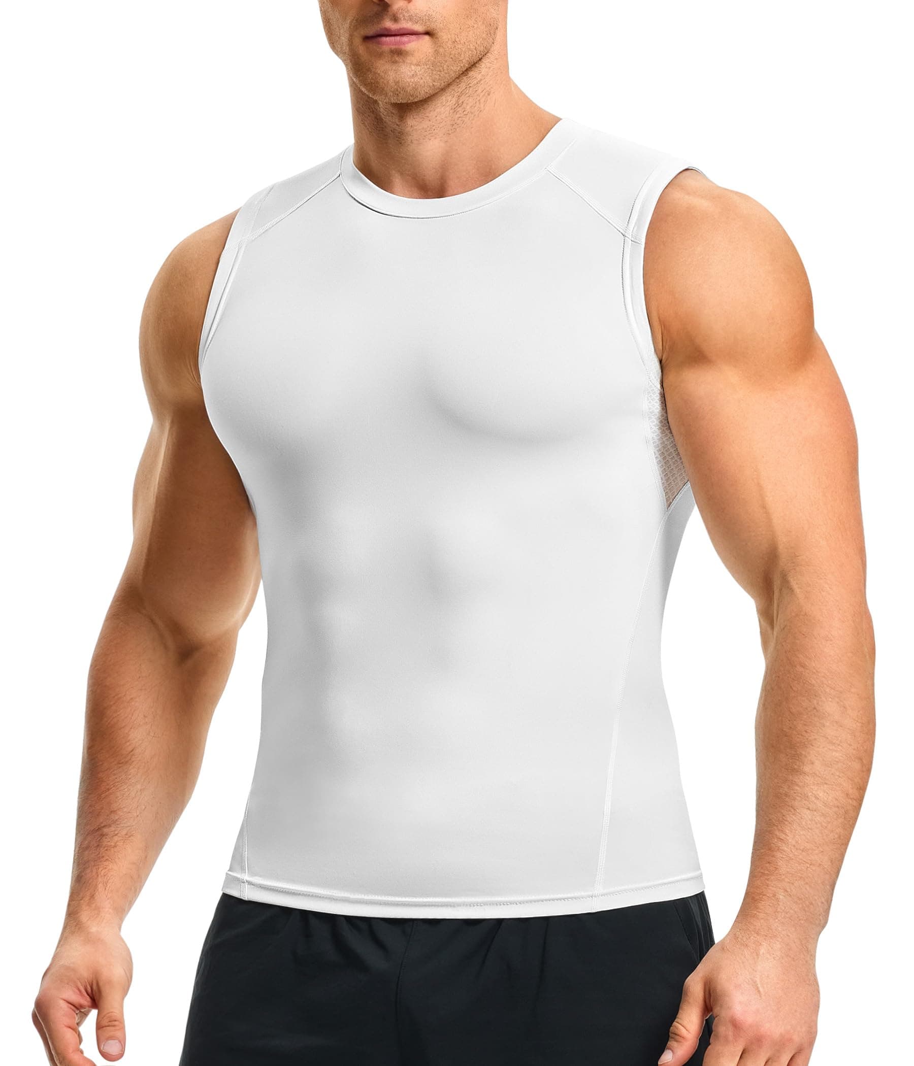 Nebility Compression Tank Tops Men Undershirt Sleeveless Shirt Workout Vest | Breathable Compression Shirt for Men, Light Weight Athletic Tank Top for Gym, Running, Basketball
