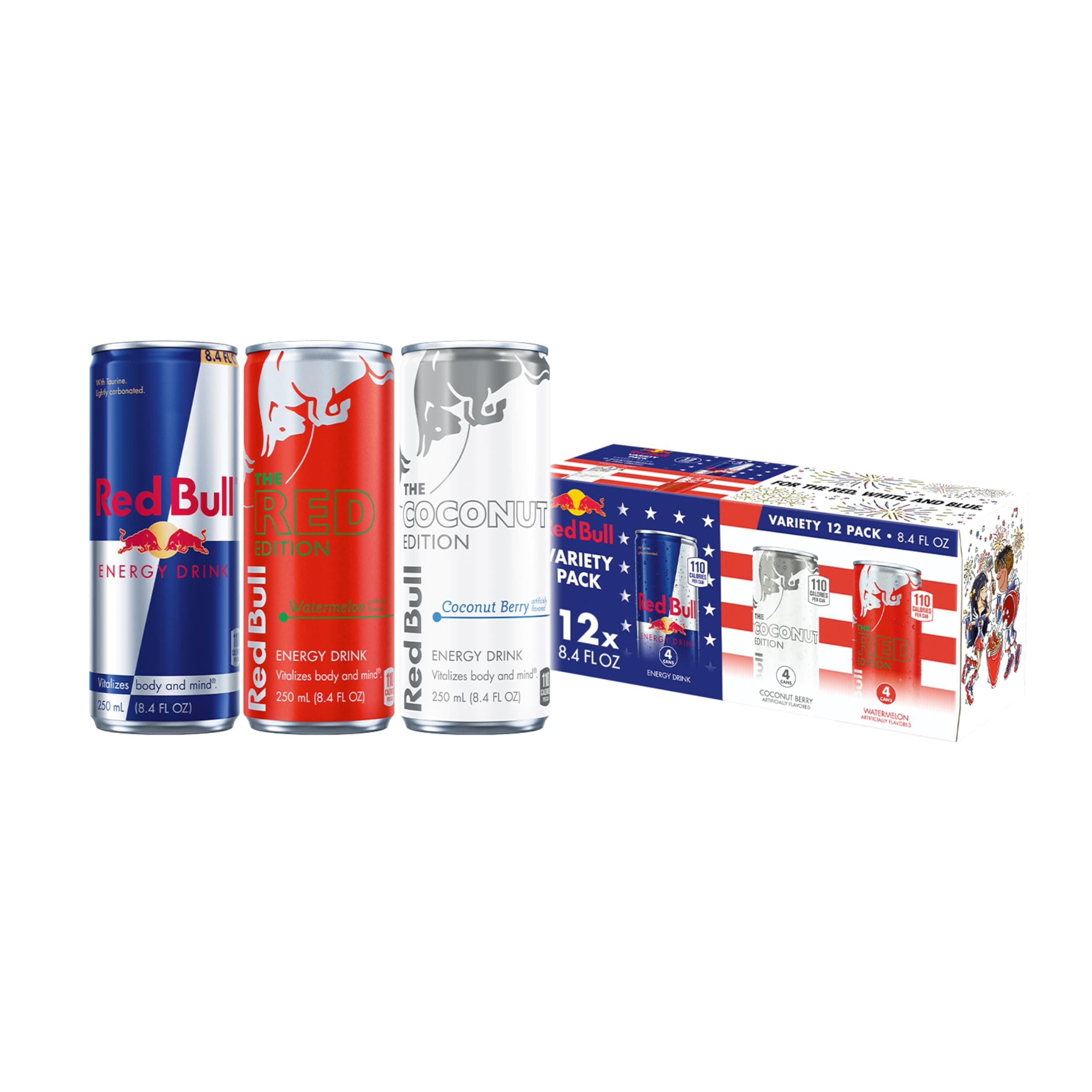 Red Bull Energy Drink, Summer Celebration Variety Pack | contains caffeine, taurine, B-vitamins, sugar, and water, 8.4 fl oz, pack of 12 cans