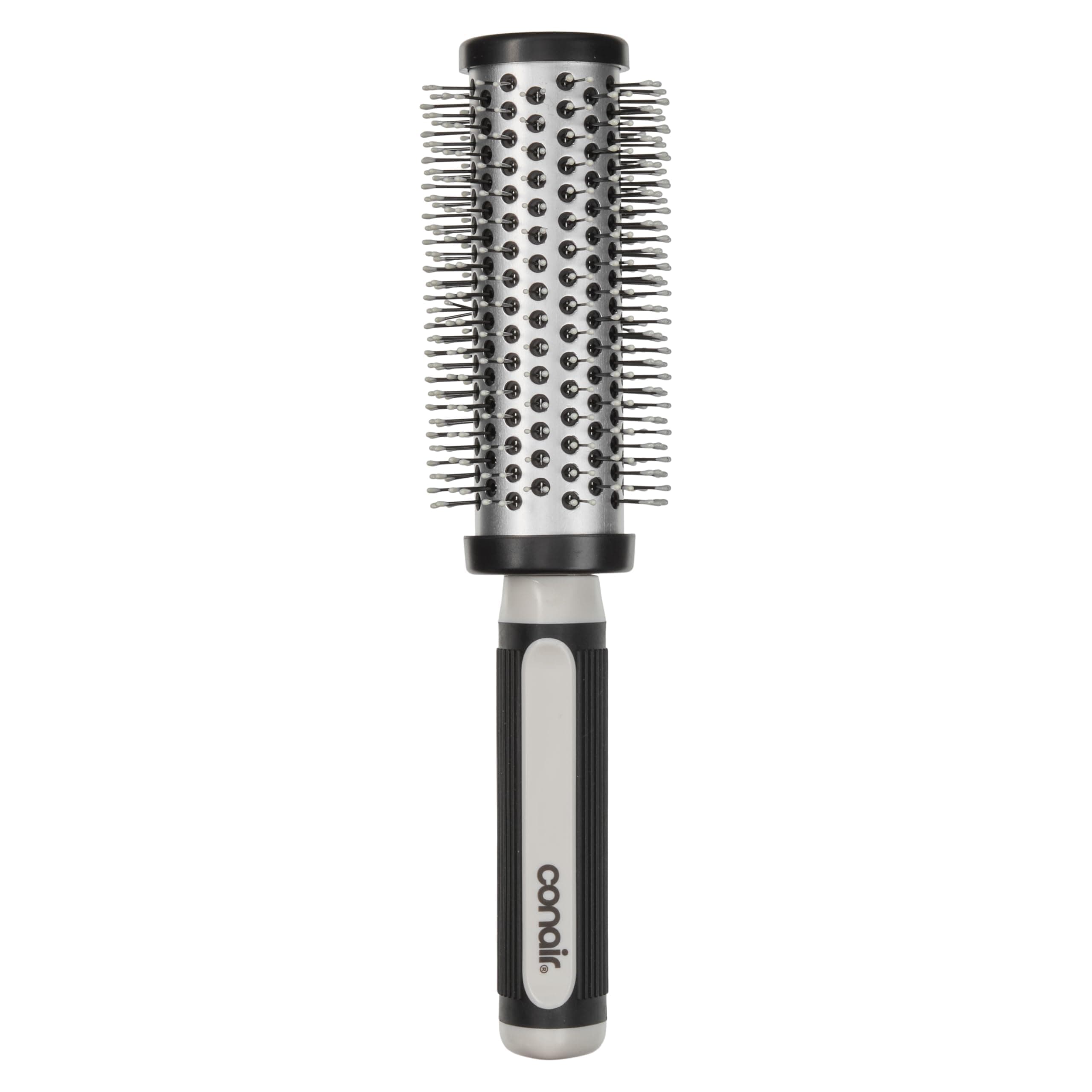 Conair Round Brush for Curly Hair, Grip & Style, Nylon Bristle | Hair brush for blowout styling, medium to long lengths, ideal for curls, lightweight design for fast drying