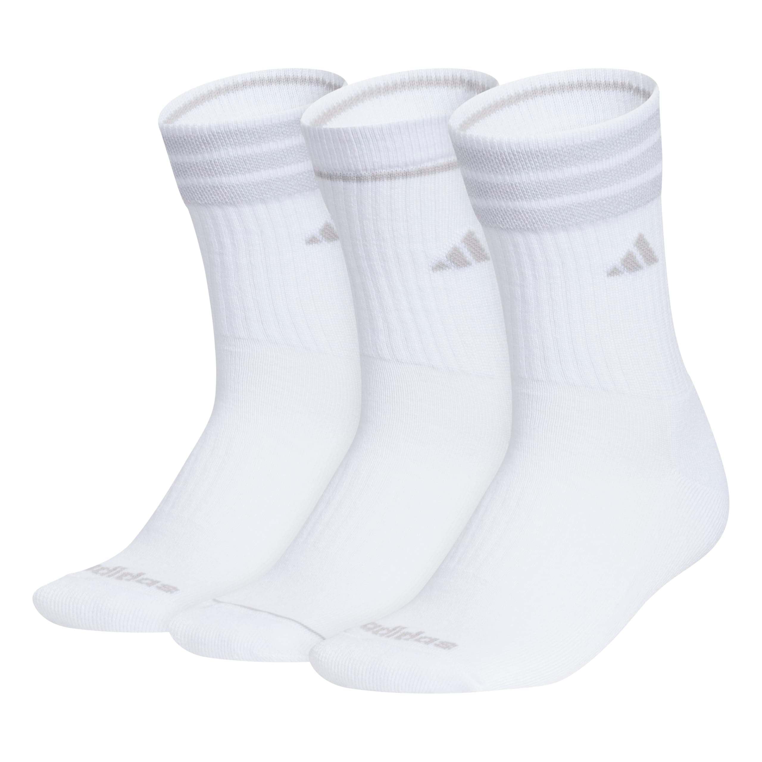 adidas Women's Cushioned 3-Stripe Socks 3 Pairs | 3-Pack, Targeted Cushioning, Arch Support, Breathable Moisture-Wicking, Reinforced Heel & Toe, All-Day Comfort