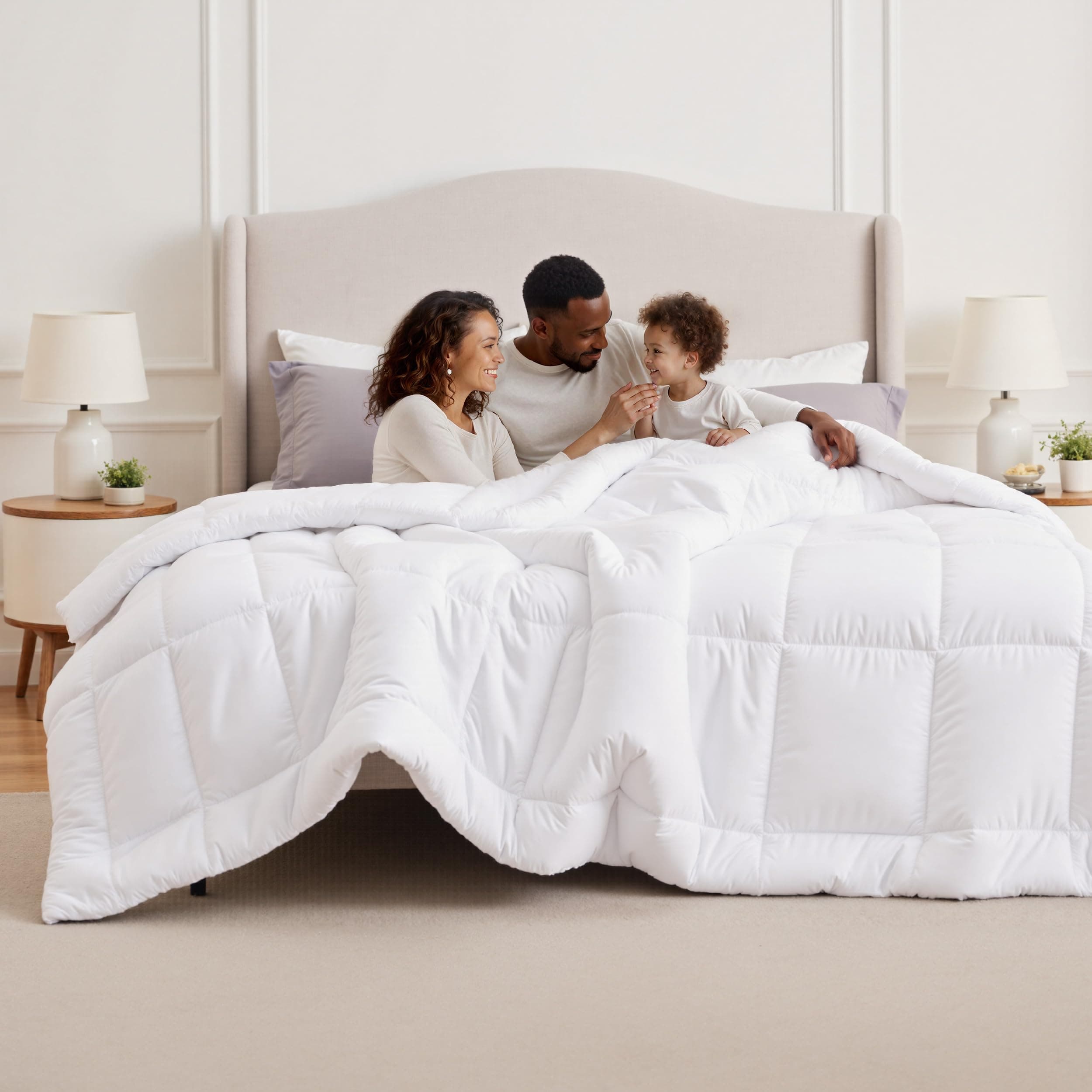 Bedsure Comforter Duvet Insert, Quilted Bedding Blanket, Oeko-TEX | People & Editor-Tested Comforter, Down Alternative Fill, 8 Corner Tabs, Machine Washable, White, Oversized King 116x98 Inches
