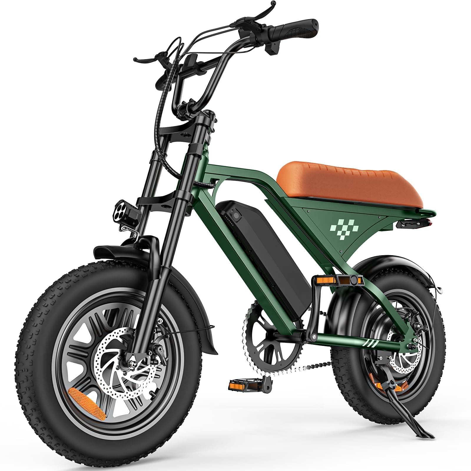 AYOLNY Electric Bike for Adults, 1500W Peak Retro E Bike, 55 Miles Range & 36V 10.4AH Removable Battery, 25MPH Peak, 16" Fat Tire, Hydraulic Brakes, Full Suspension E-Bike for Off-Road